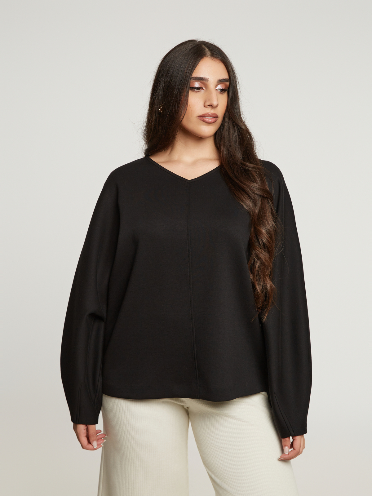 Μπλούζα φούτερ με V-λαιμόκοψη φωτογραφία