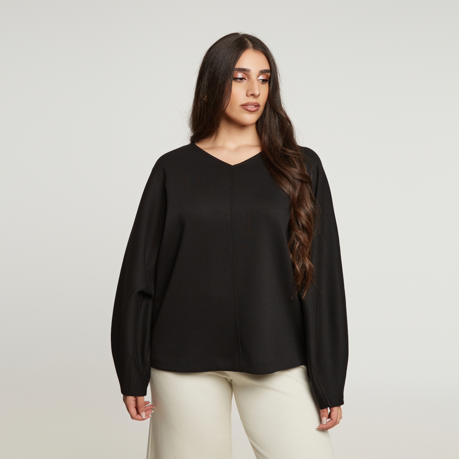 MAT FASHION Μπλούζα φούτερ με V-λαιμόκοψη