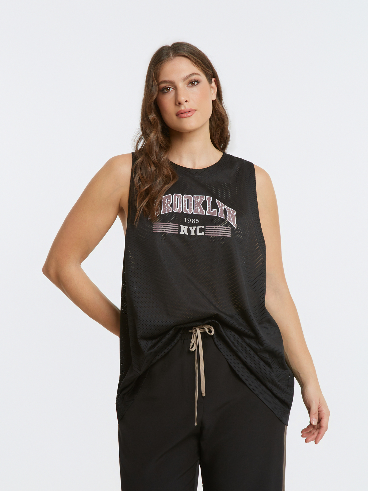 Αμάνικο mesh top με στάμπα “Brooklyn NYC” φωτογραφία