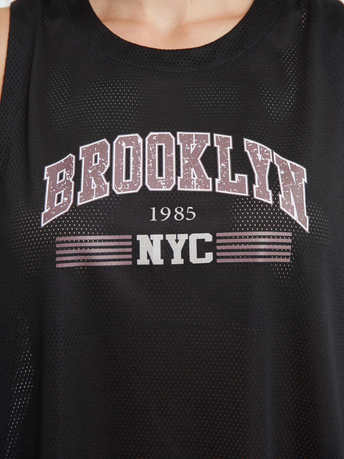 Αμάνικο mesh top με στάμπα “Brooklyn NYC” φωτογραφία
