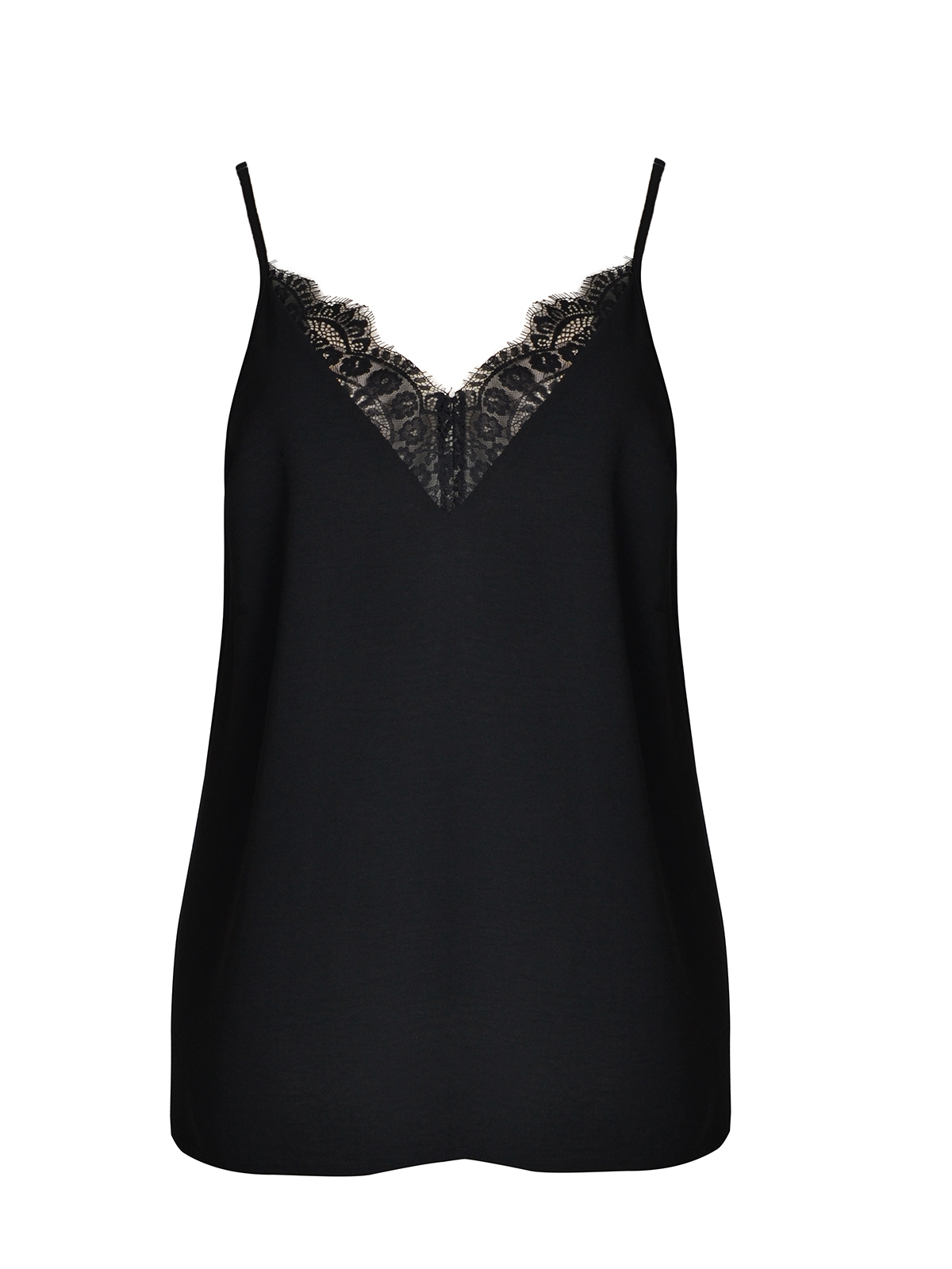 Σατέν τοπ με δαντελένια V-λαιμόκοψη φωτογραφία