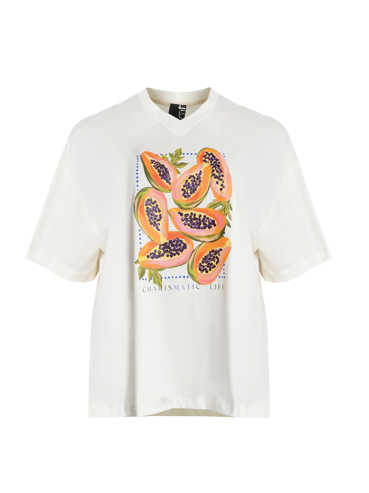 Βαμβακερό t-shirt με papaya print