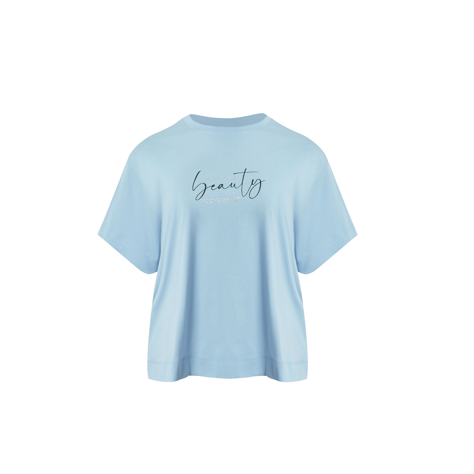 Βαμβακερό t-shirt με strass στάμπα