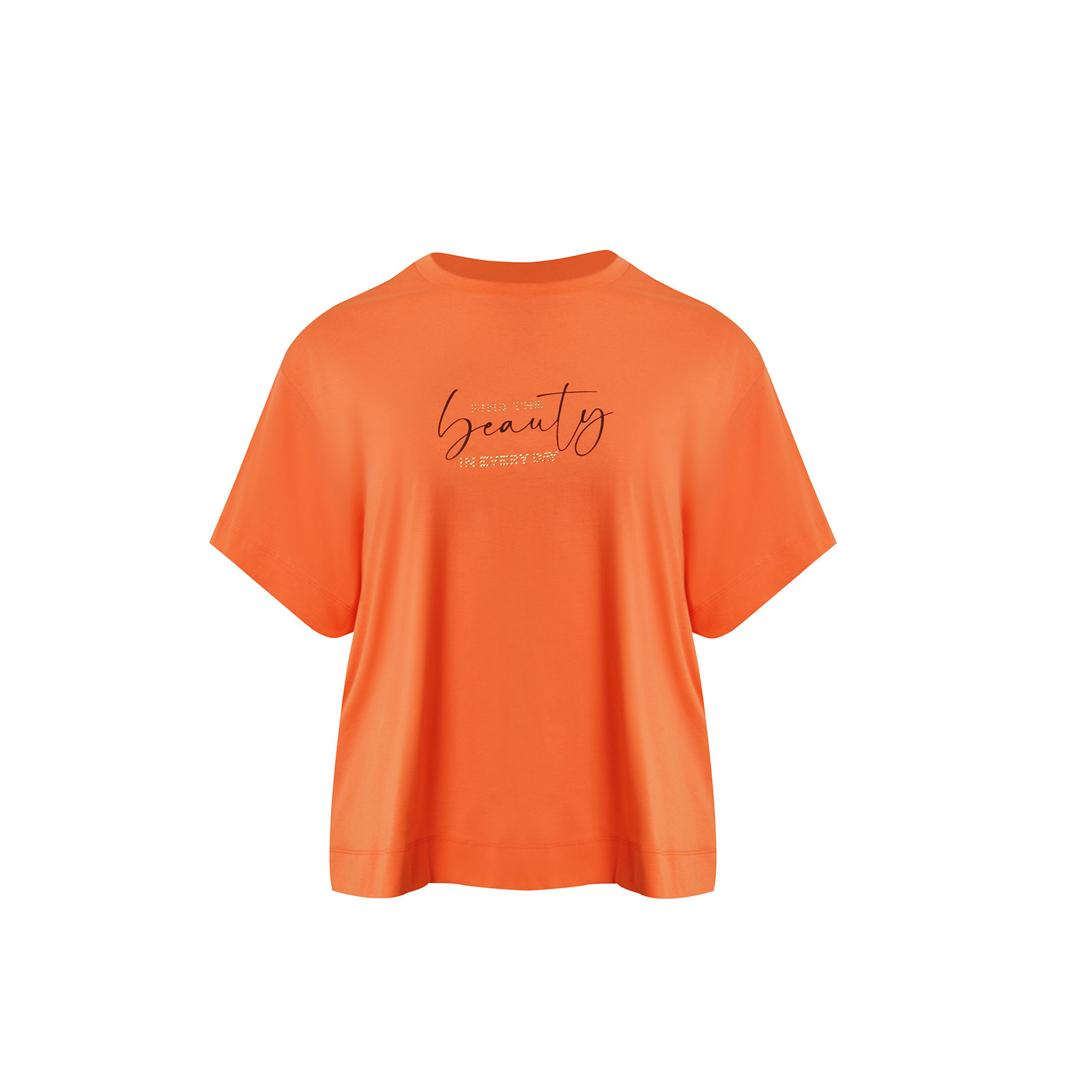 Βαμβακερό t-shirt με strass στάμπα