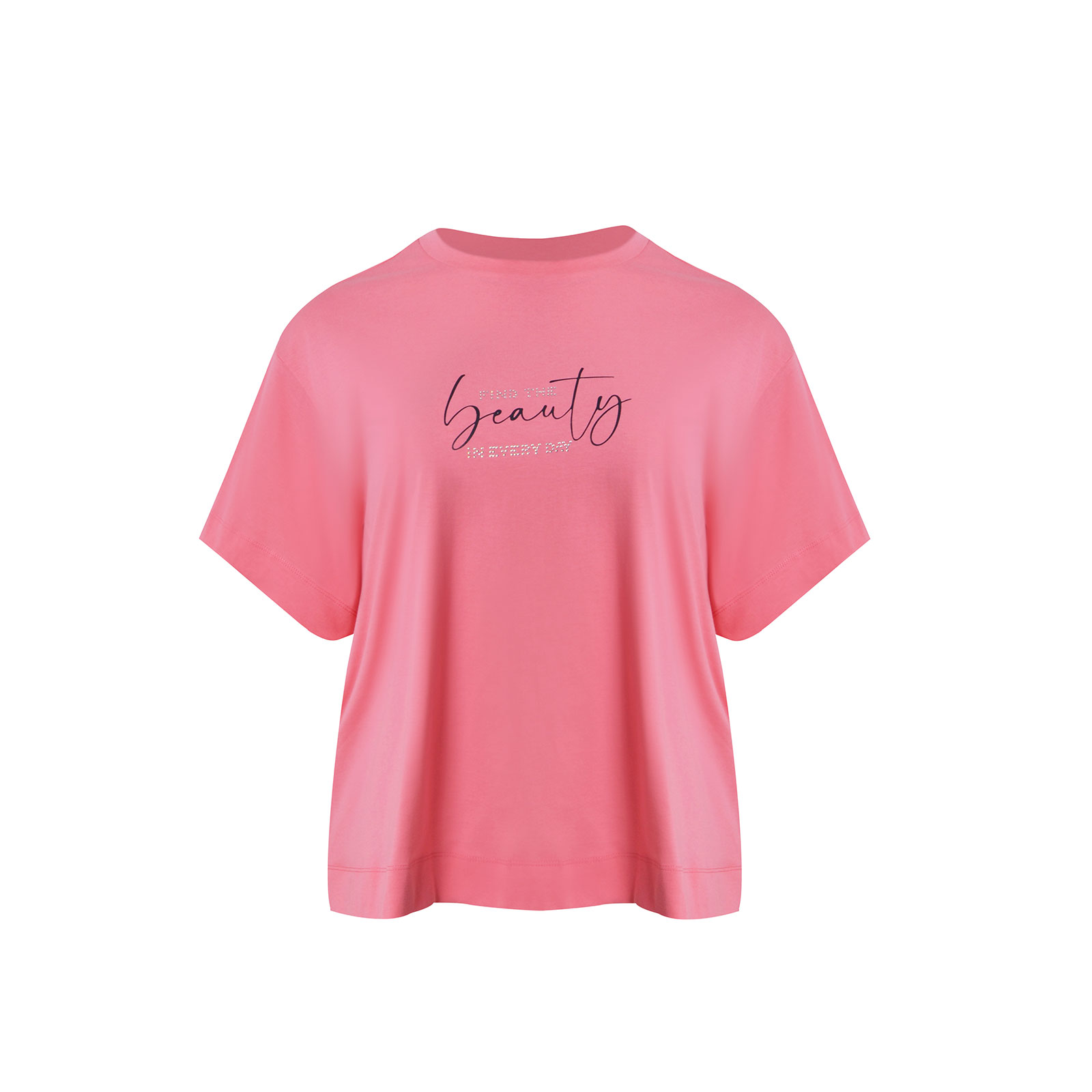 Βαμβακερό t-shirt με strass στάμπα