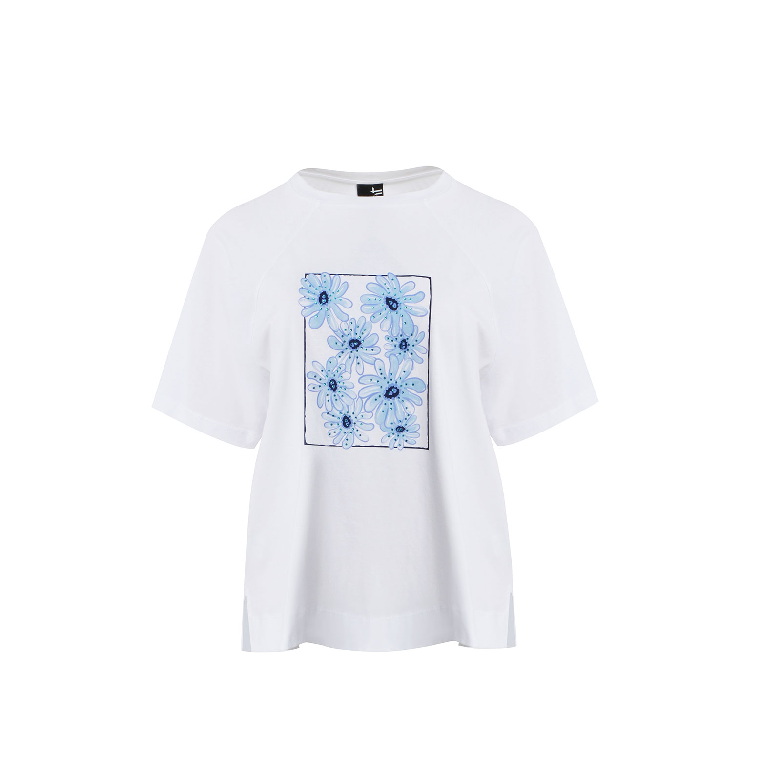 Βαμβακερό t-shirt με μαργαρίτες και strass