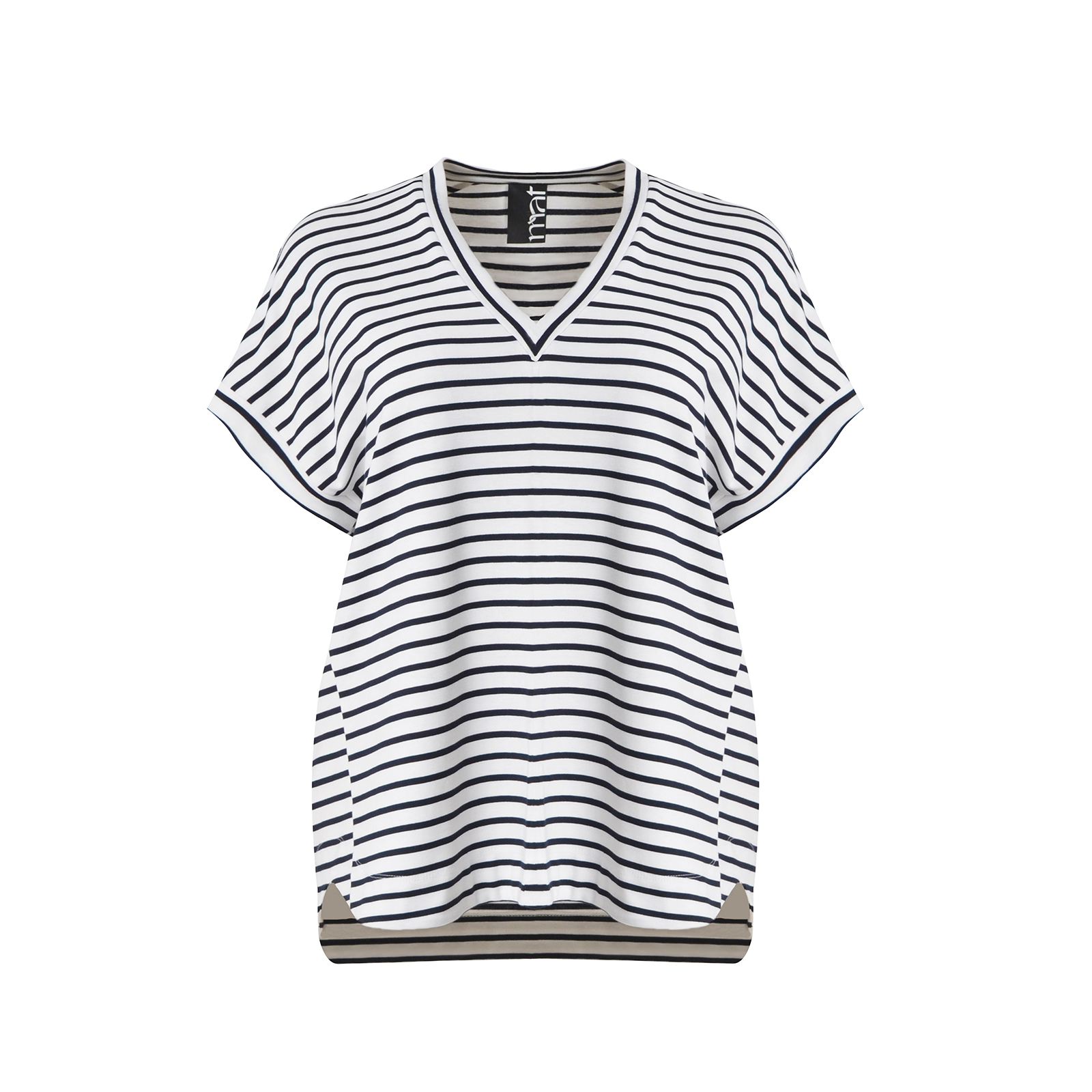 Striped V-neck short-sleeve top