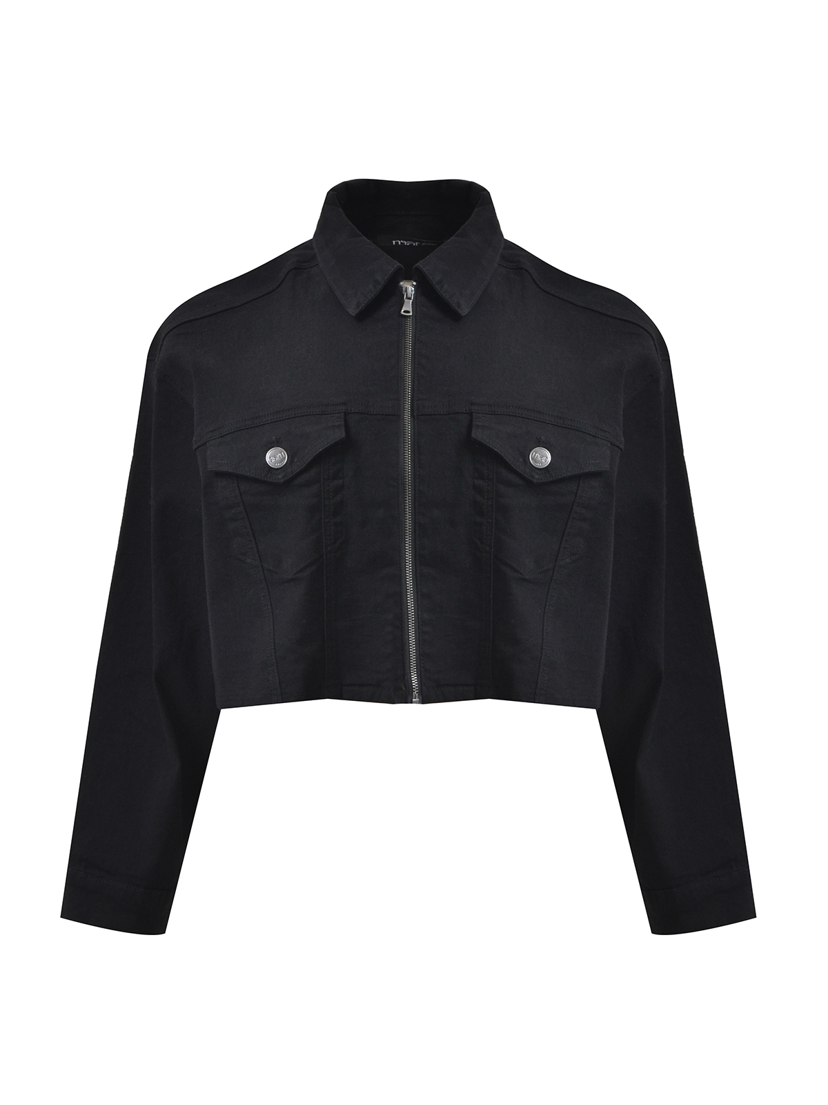 Τζιν μπουφάν cropped με φερμουάρ φωτογραφία