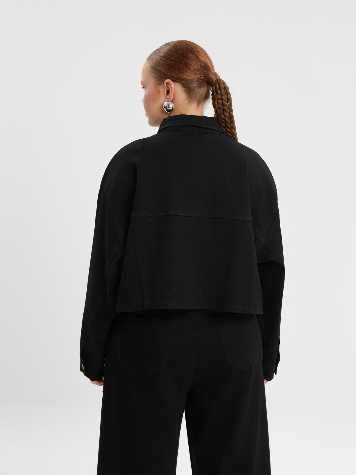 Τζιν μπουφάν cropped με φερμουάρ φωτογραφία