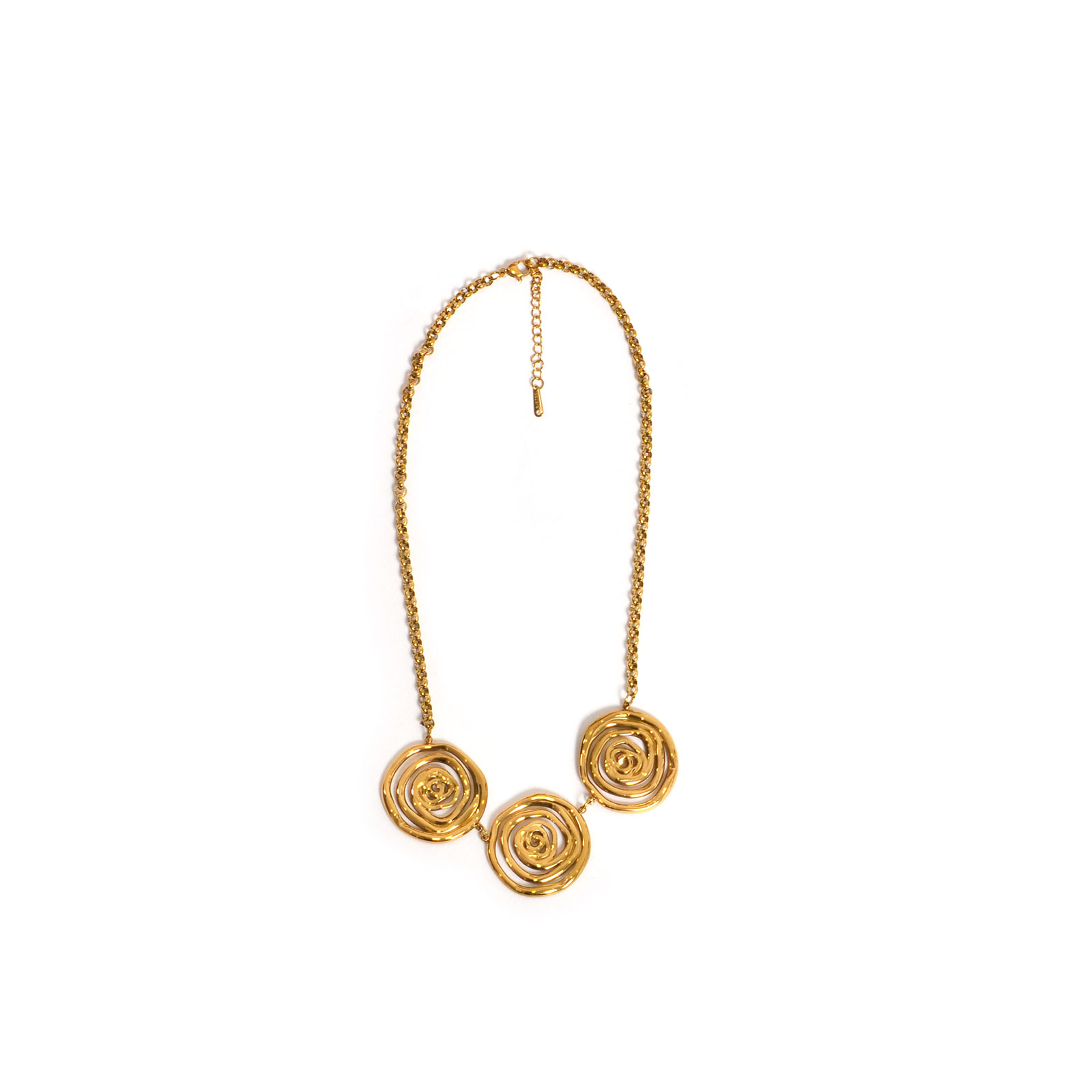 Gold-tone statement disc necklace