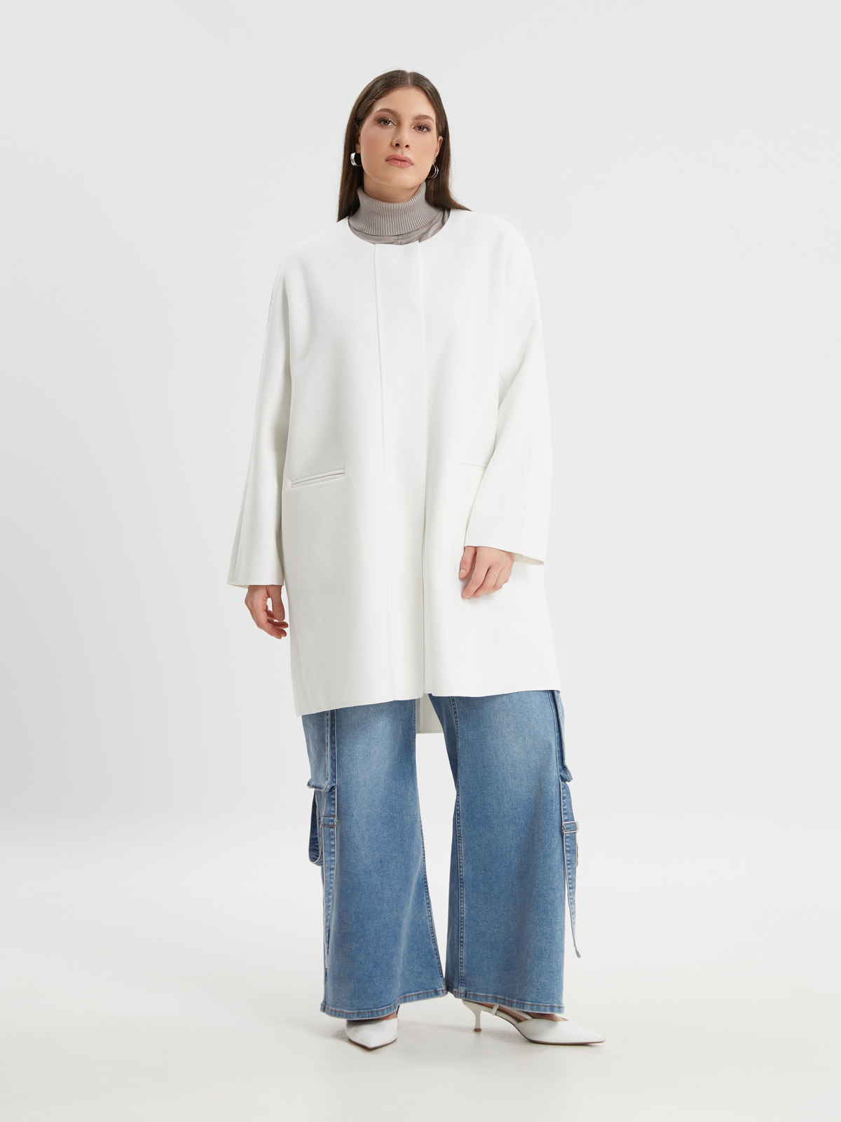 Oversized παλτό με κουμπιά φωτογραφία