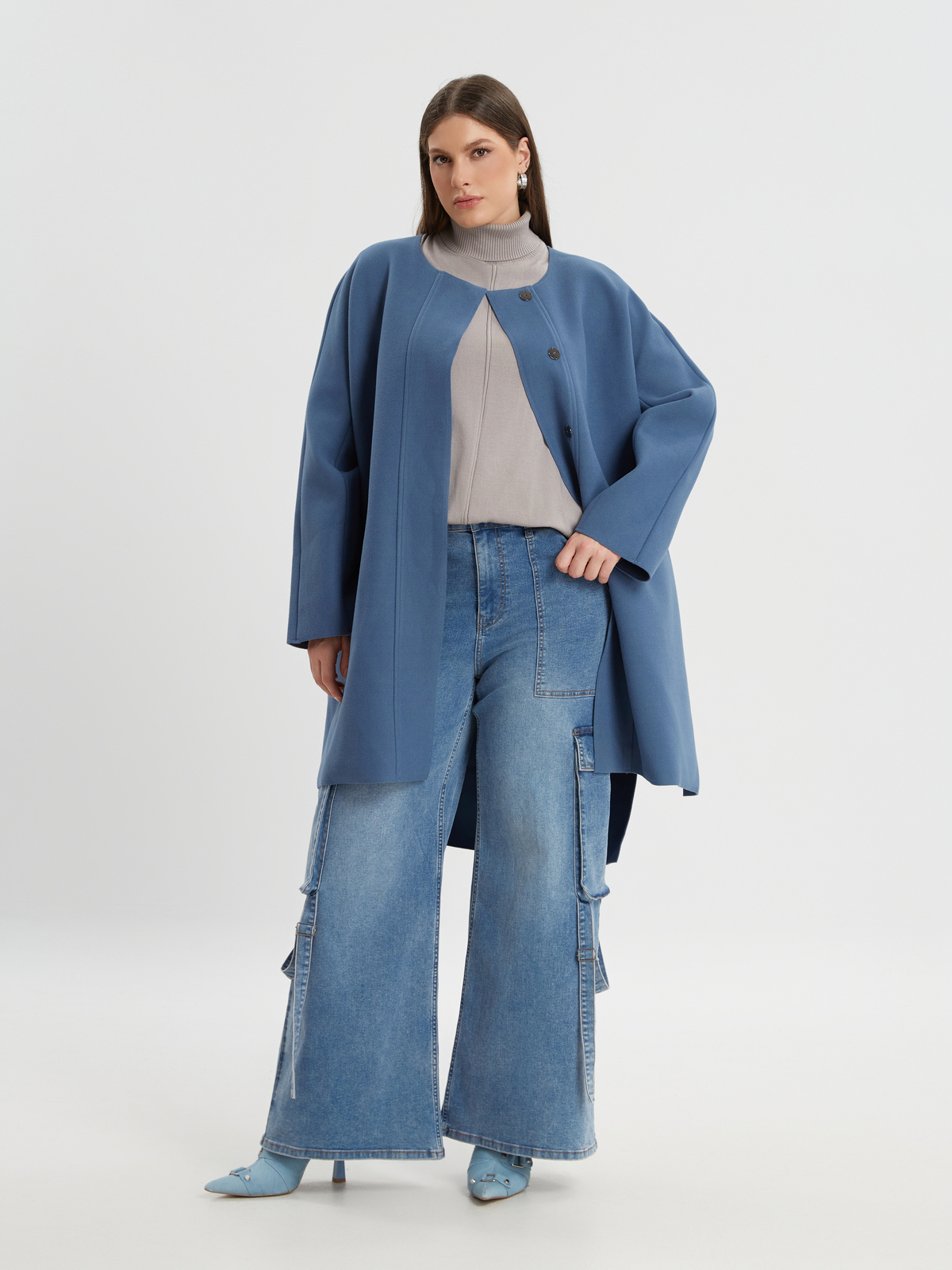 Oversized παλτό με κουμπιά φωτογραφία