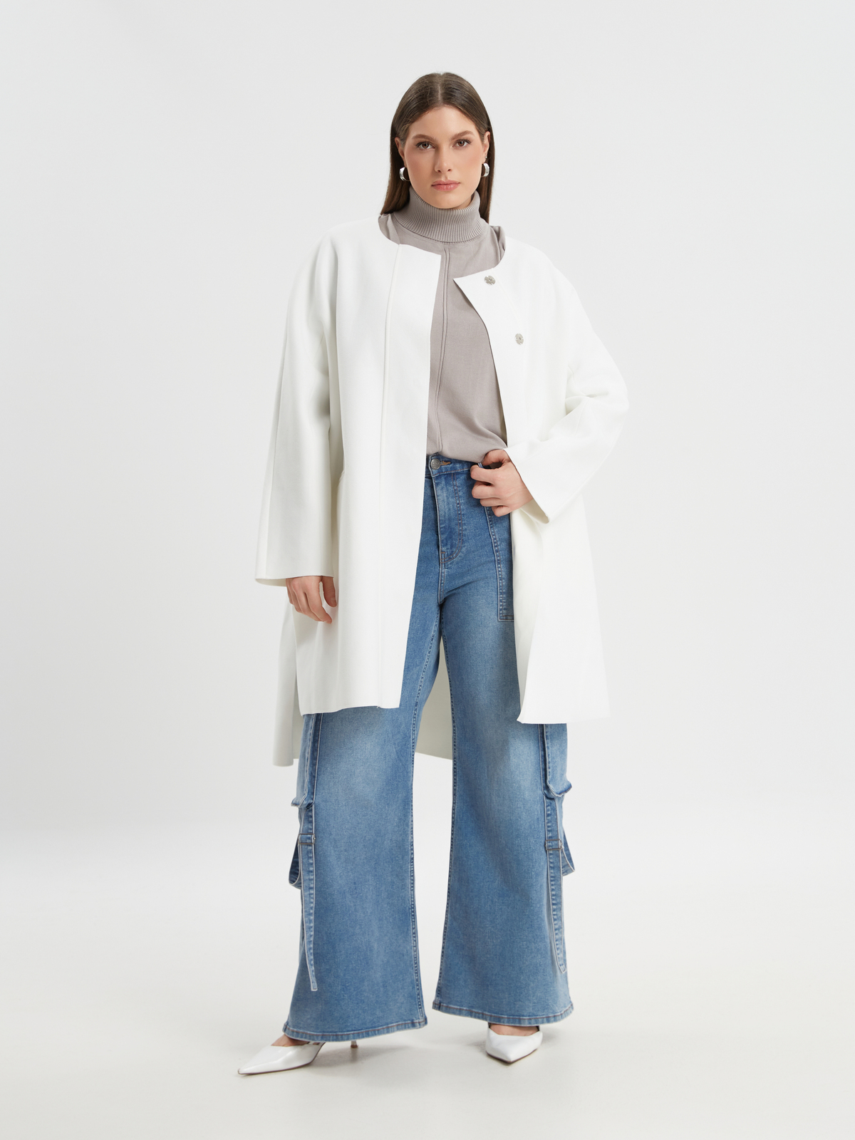 Oversized παλτό με κουμπιά φωτογραφία