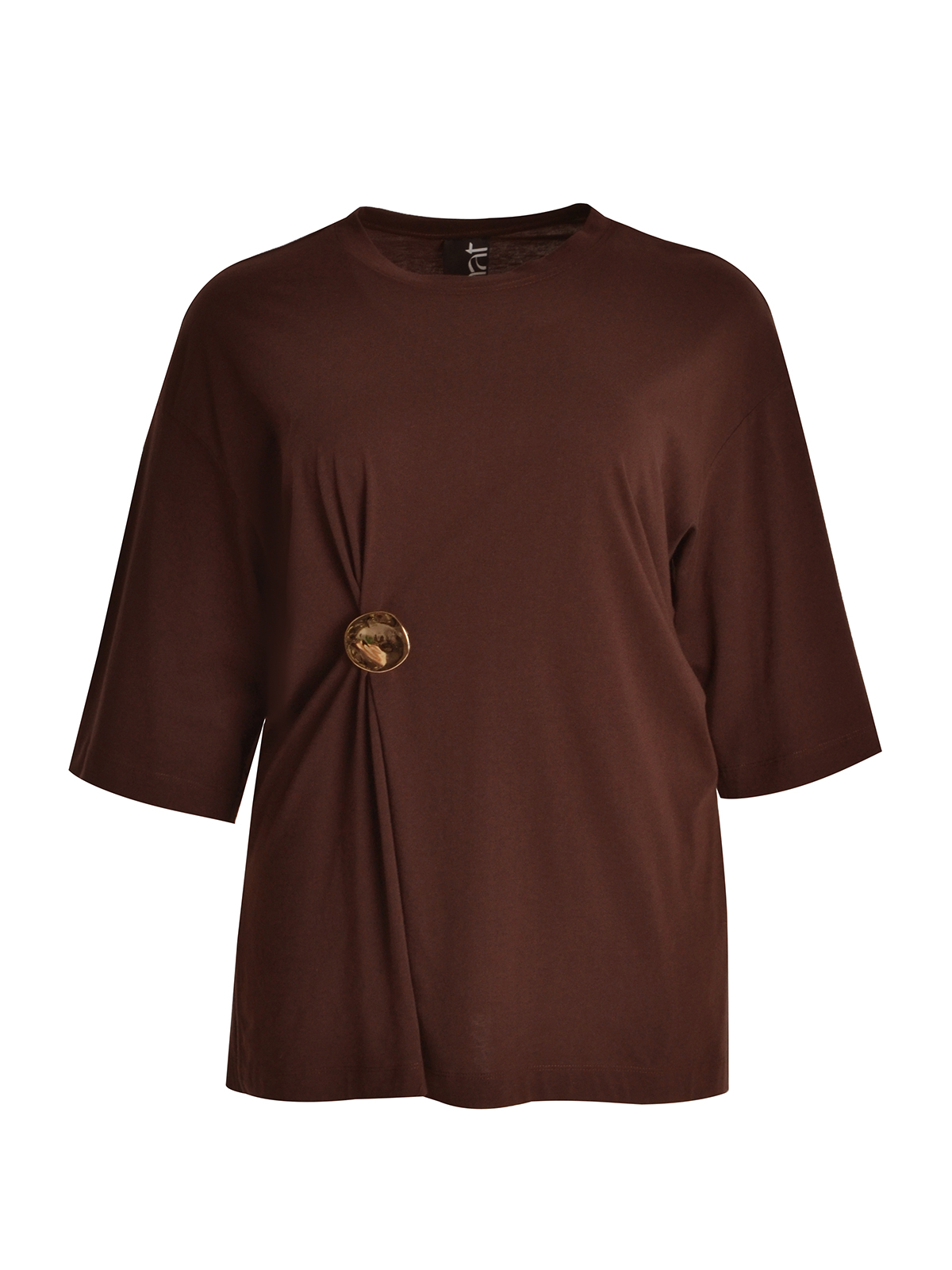 Oversized βαμβακερό t-shirt με μεταλλική λεπτομέρεια φωτογραφία