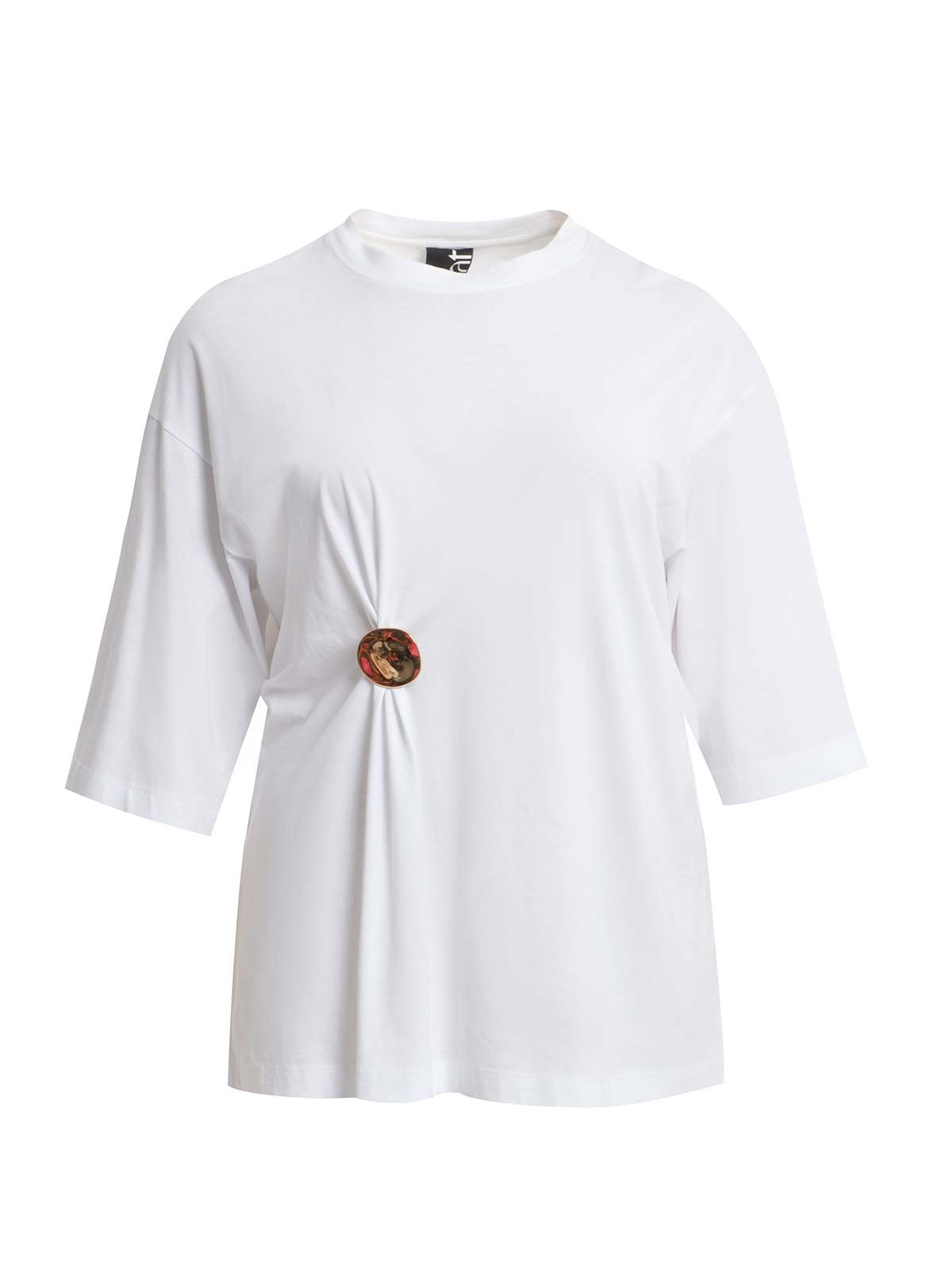 Oversized βαμβακερό t-shirt με μεταλλική λεπτομέρεια φωτογραφία