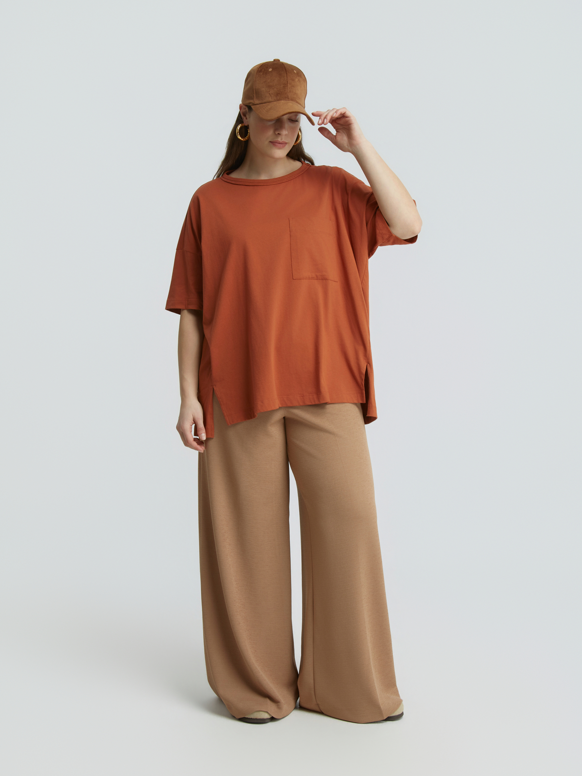 Oversized βαμβακερό t-shirt με τσεπάκι