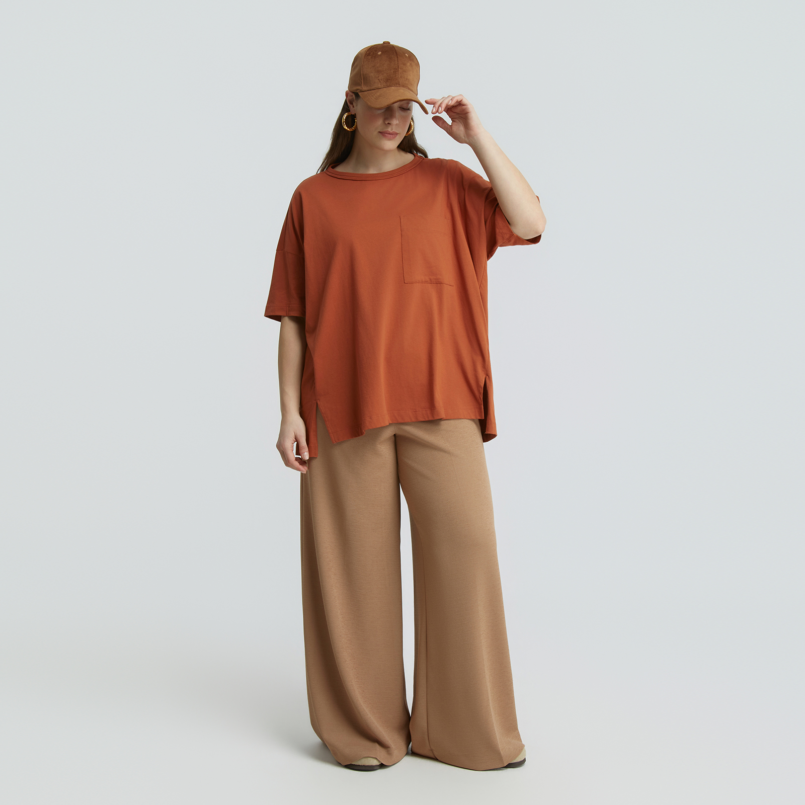 Oversized βαμβακερό t-shirt με τσεπάκι