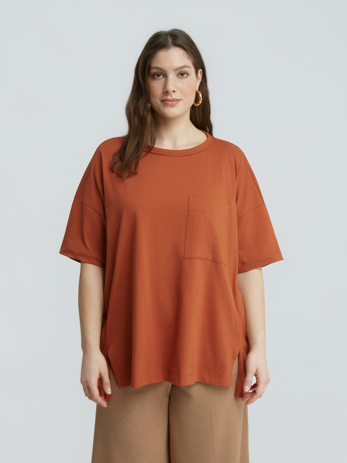 Oversized βαμβακερό t-shirt με τσεπάκι