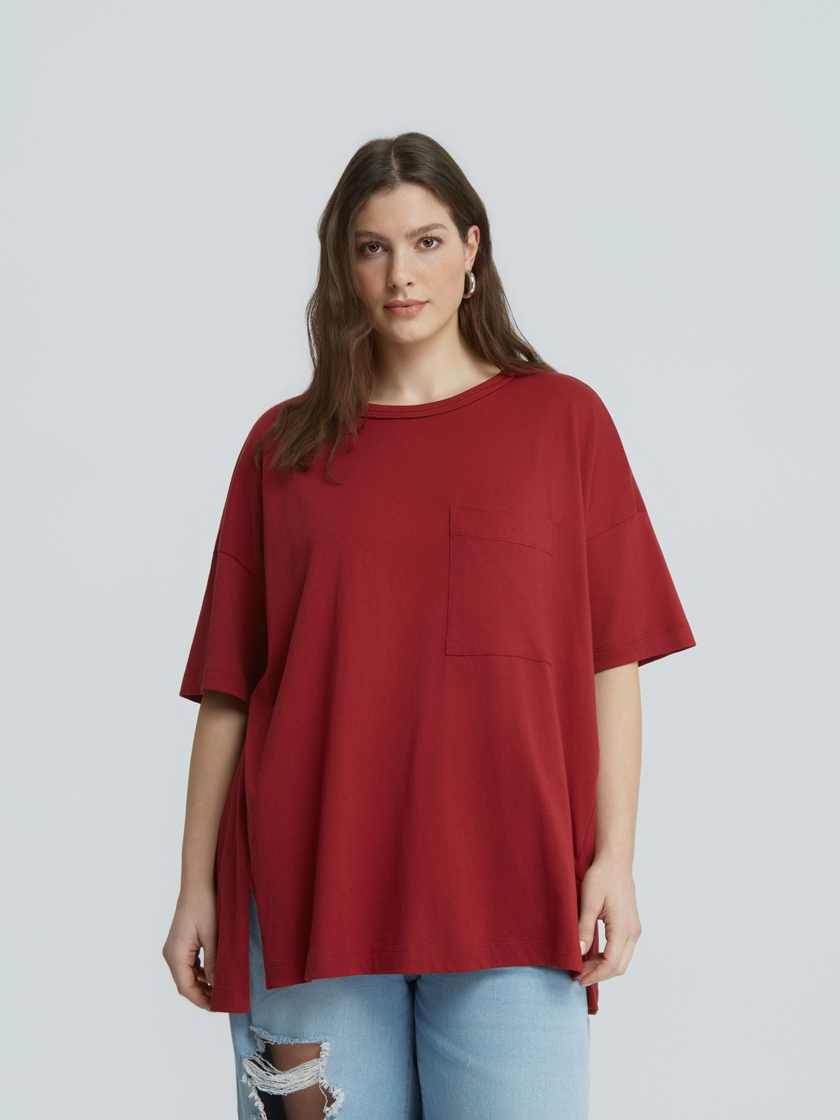 Oversized βαμβακερό t-shirt με τσεπάκι