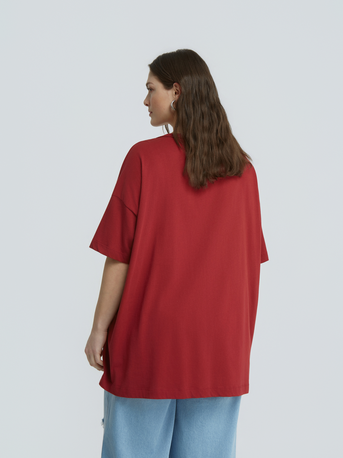 Oversized βαμβακερό t-shirt με τσεπάκι