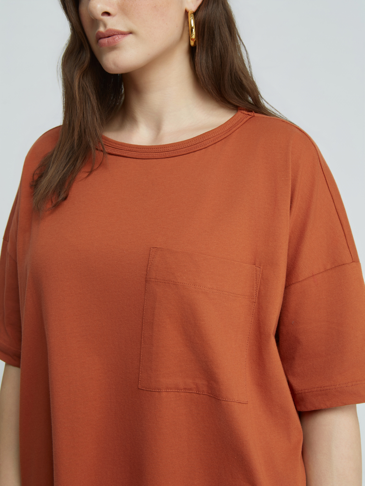 Oversized βαμβακερό t-shirt με τσεπάκι