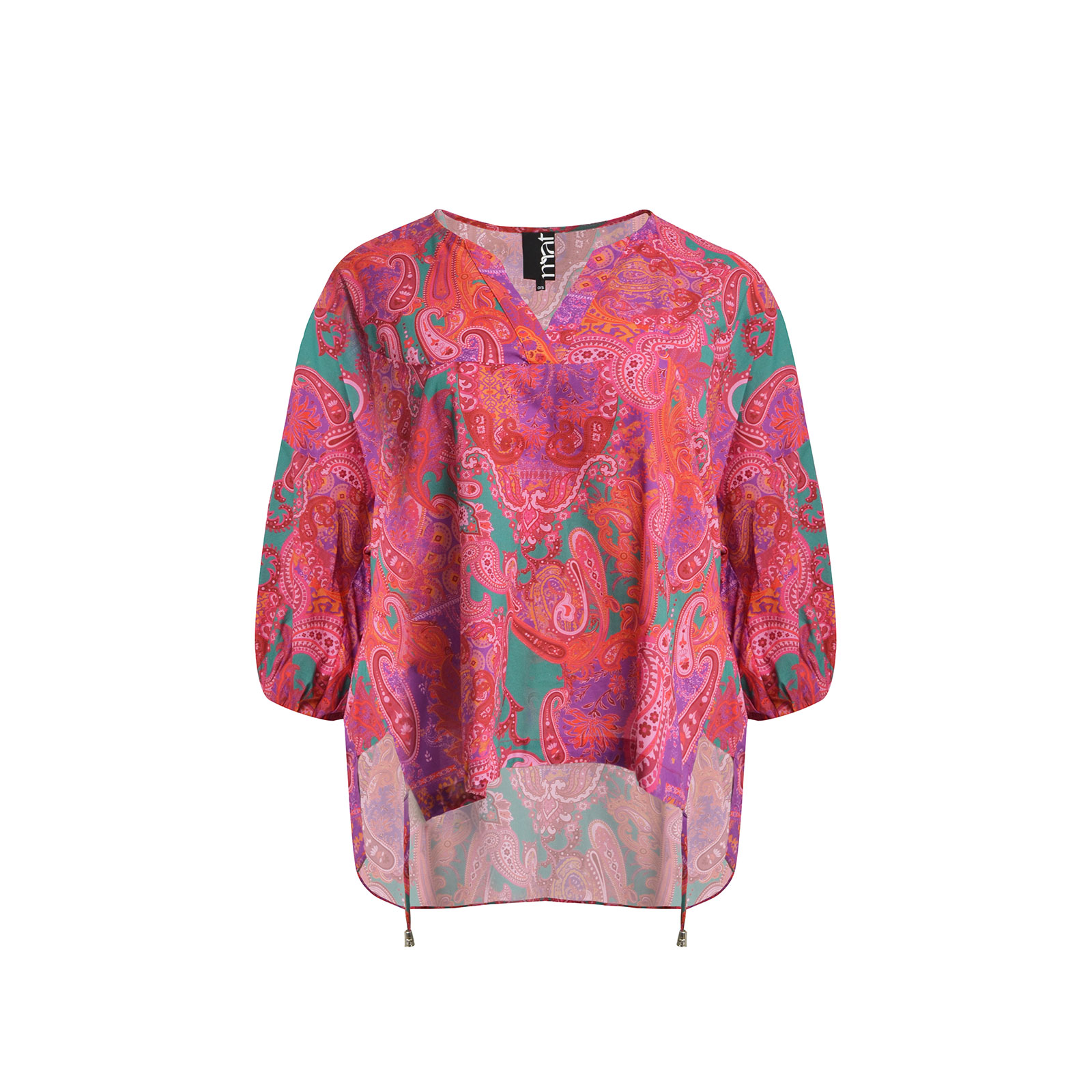 Βαμβακερή μπλούζα με paisley print και δέσιμο