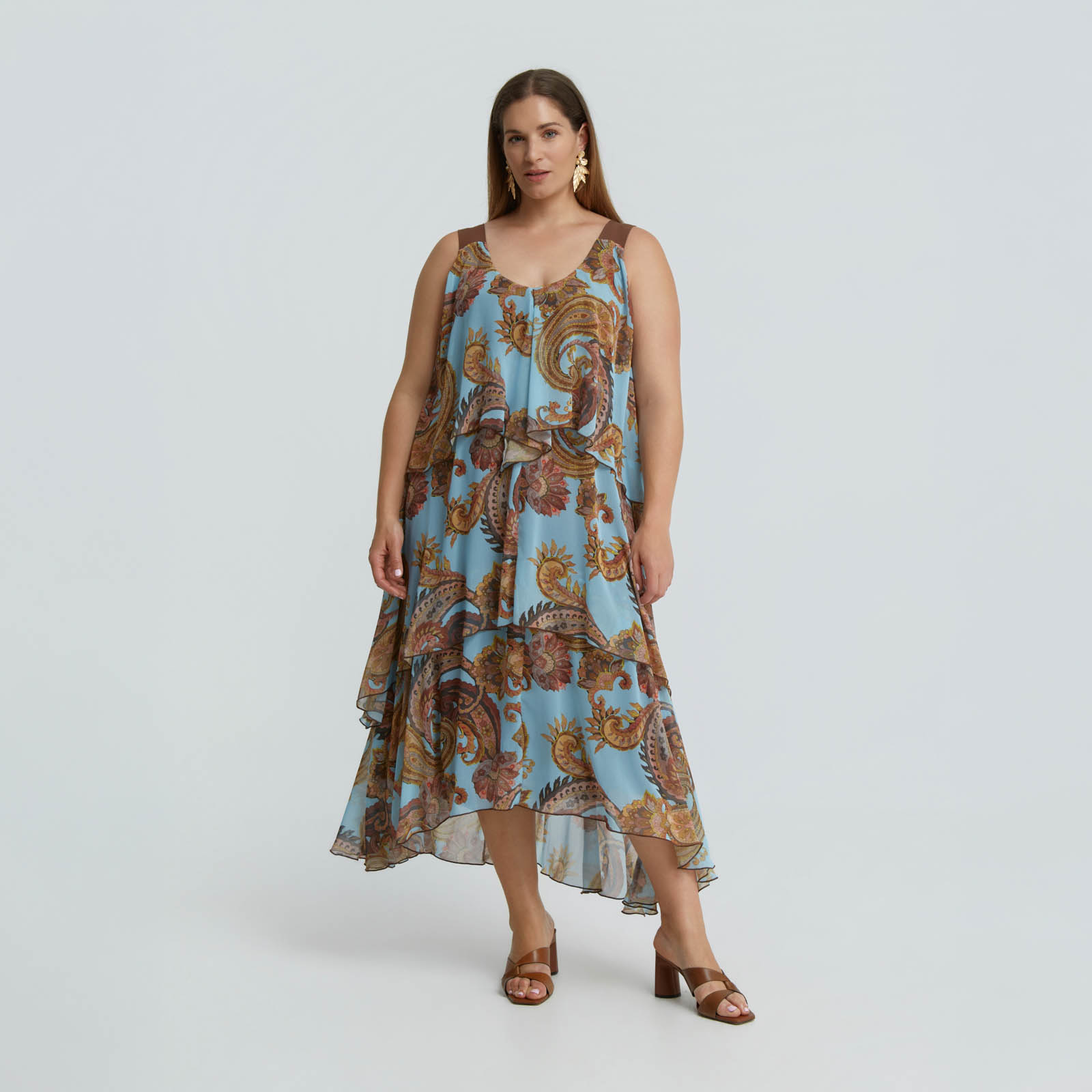 Layered φόρεμα με paisley print