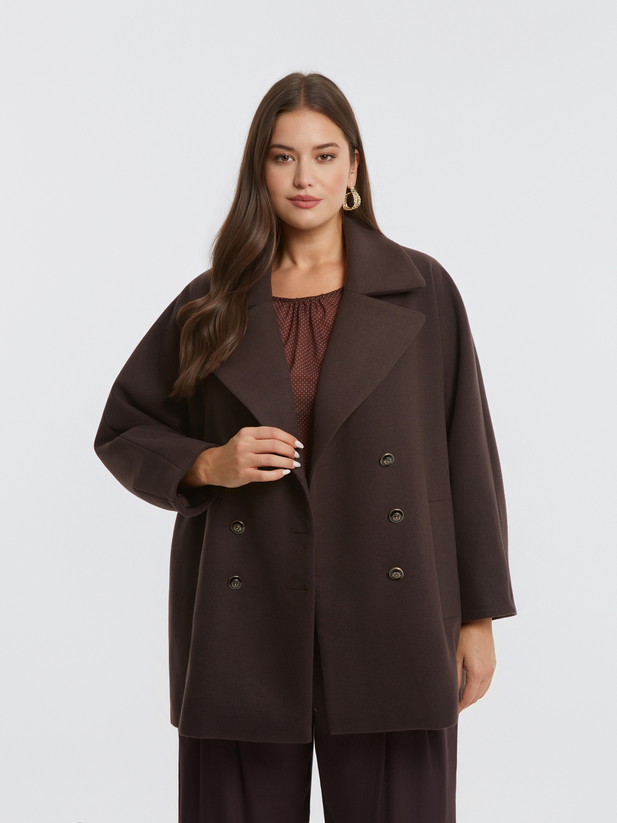 Σταυρωτό παλτό με βισκόζη φωτογραφία