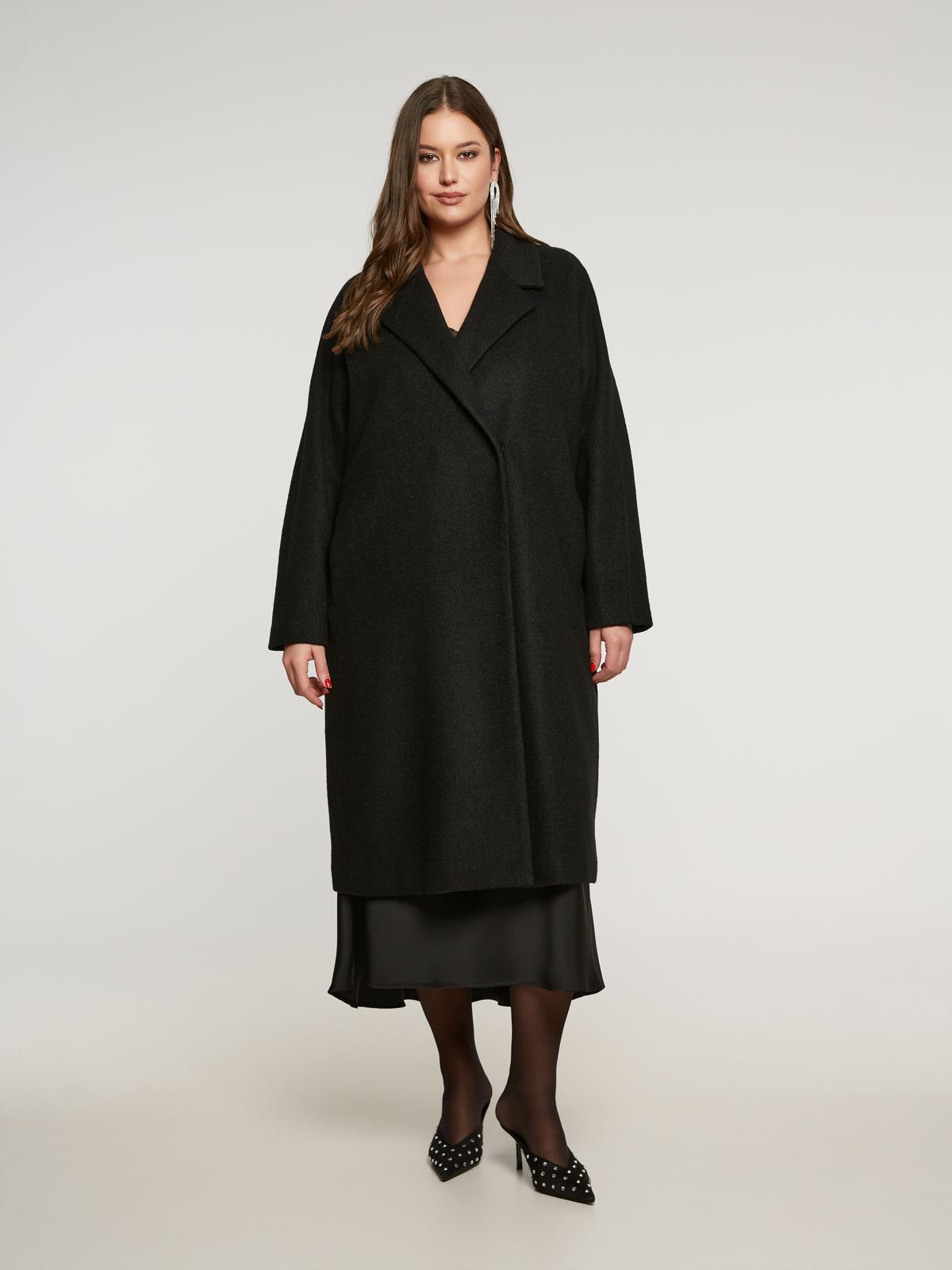 Μακρύ relaxed παλτό με μαλλί φωτογραφία