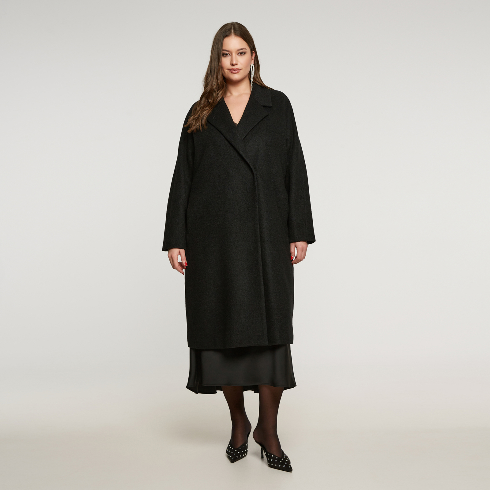 MAT FASHION Μακρύ relaxed παλτό με μαλλί