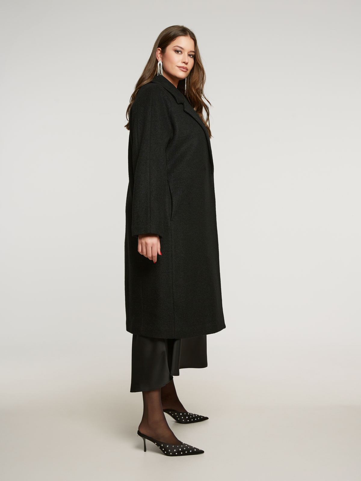 Μακρύ relaxed παλτό με μαλλί φωτογραφία