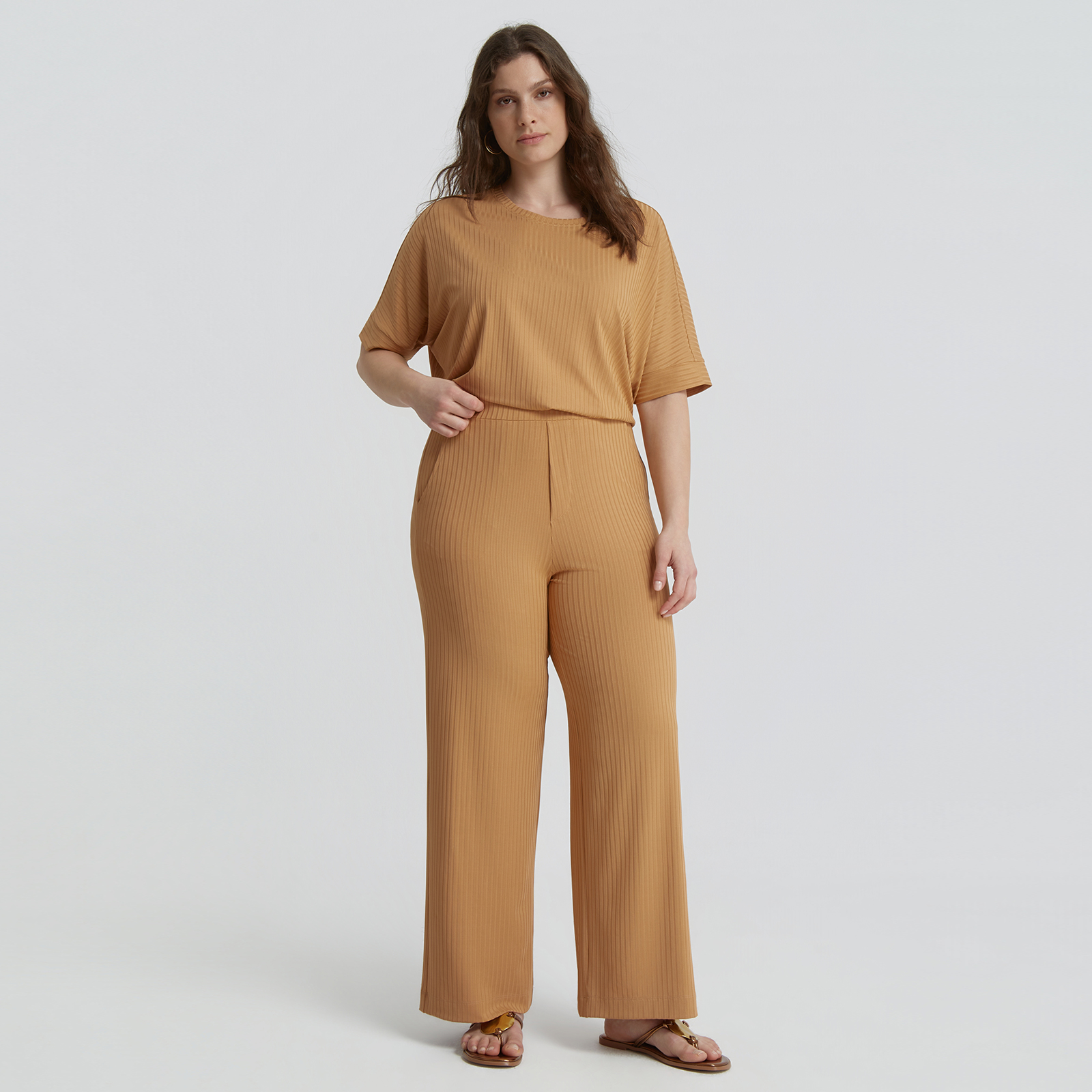 Ribbed wide-leg pants