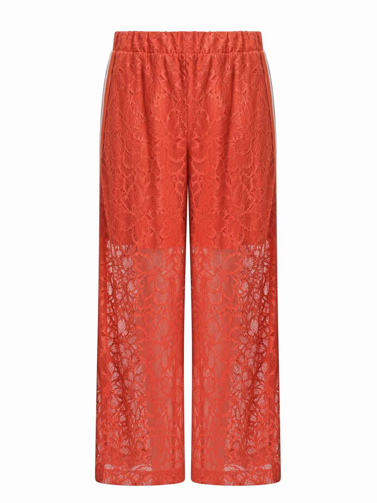 Wide-leg lace pants with sport stripes