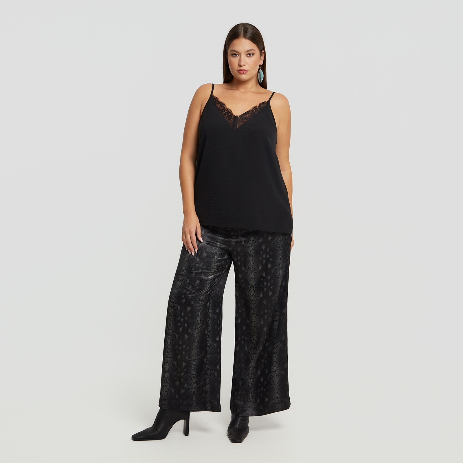 MAT FASHION Σατέν παντελόνα με snake print