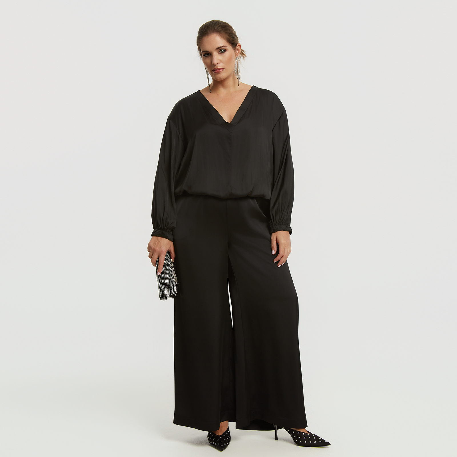 Satin wide-leg trousers
