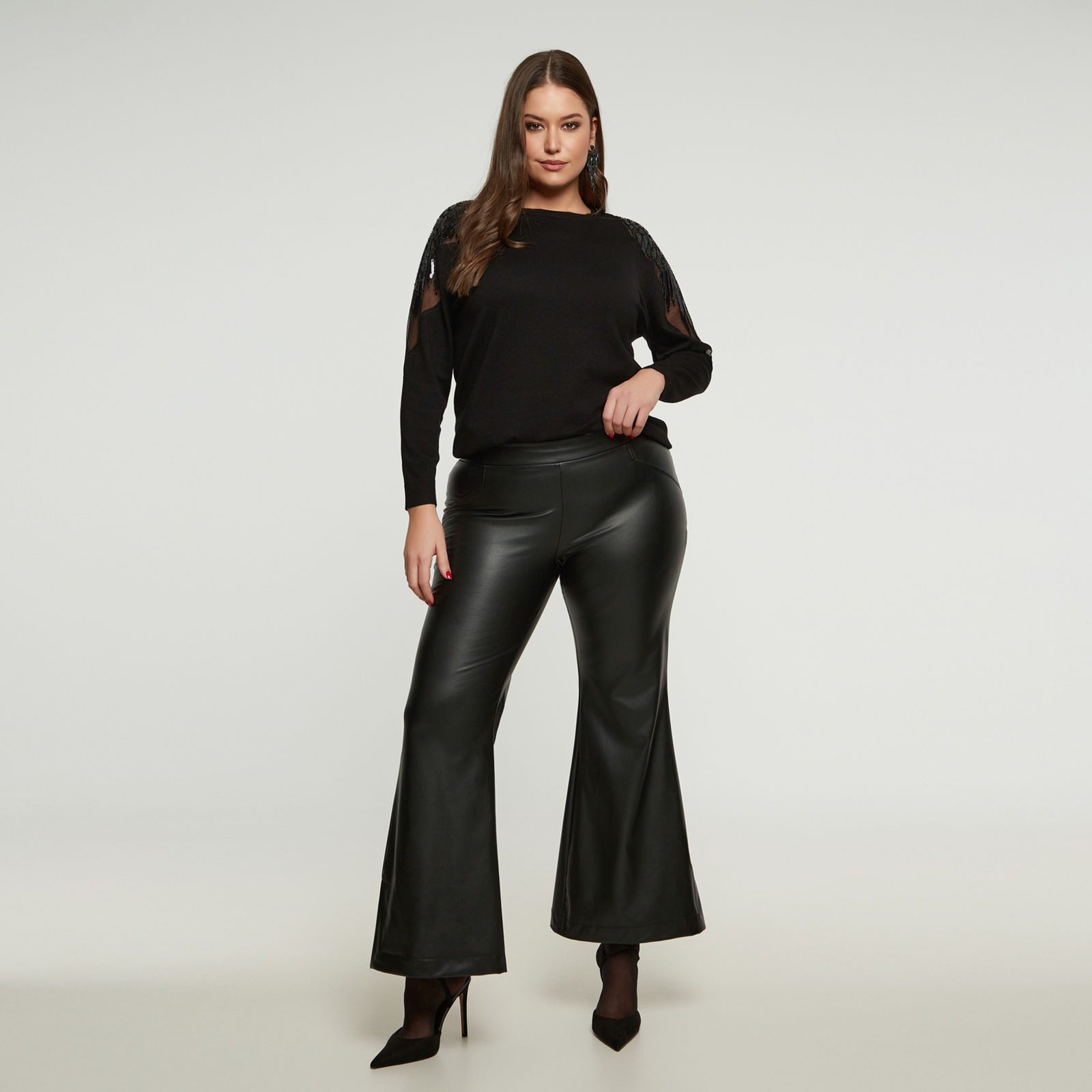 MAT FASHION Flared παντελόνα δερματίνη