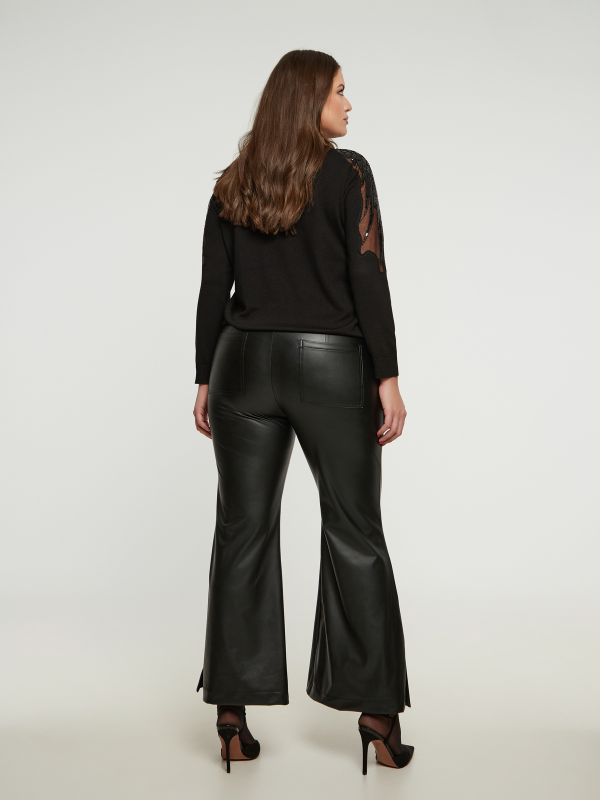 Flared παντελόνα δερματίνη φωτογραφία