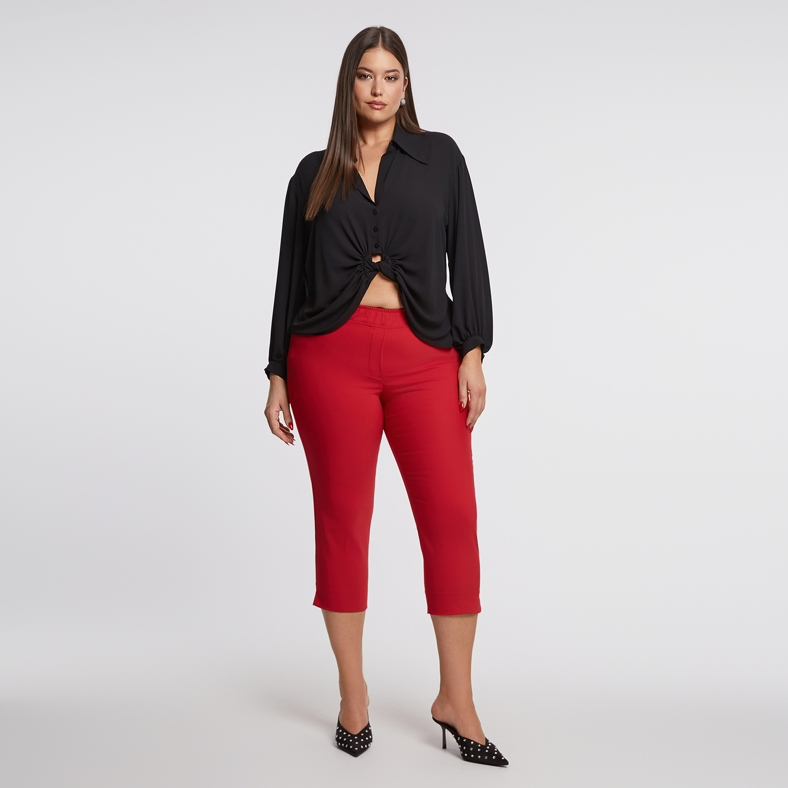 MAT FASHION Basic βαμβακερό παντελόνι κάπρι