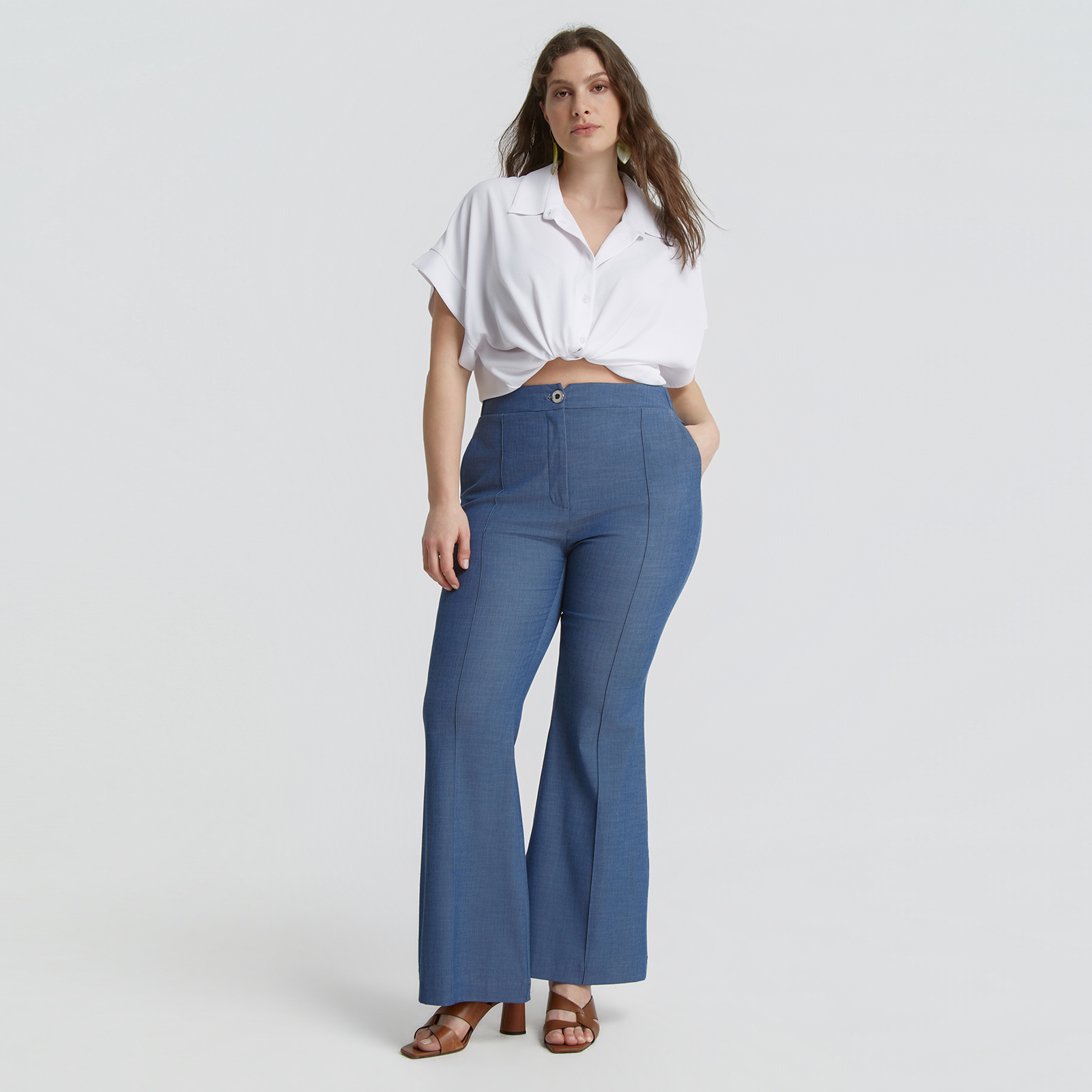 MAT FASHION Flared τζιν παντελόνι με ραφές