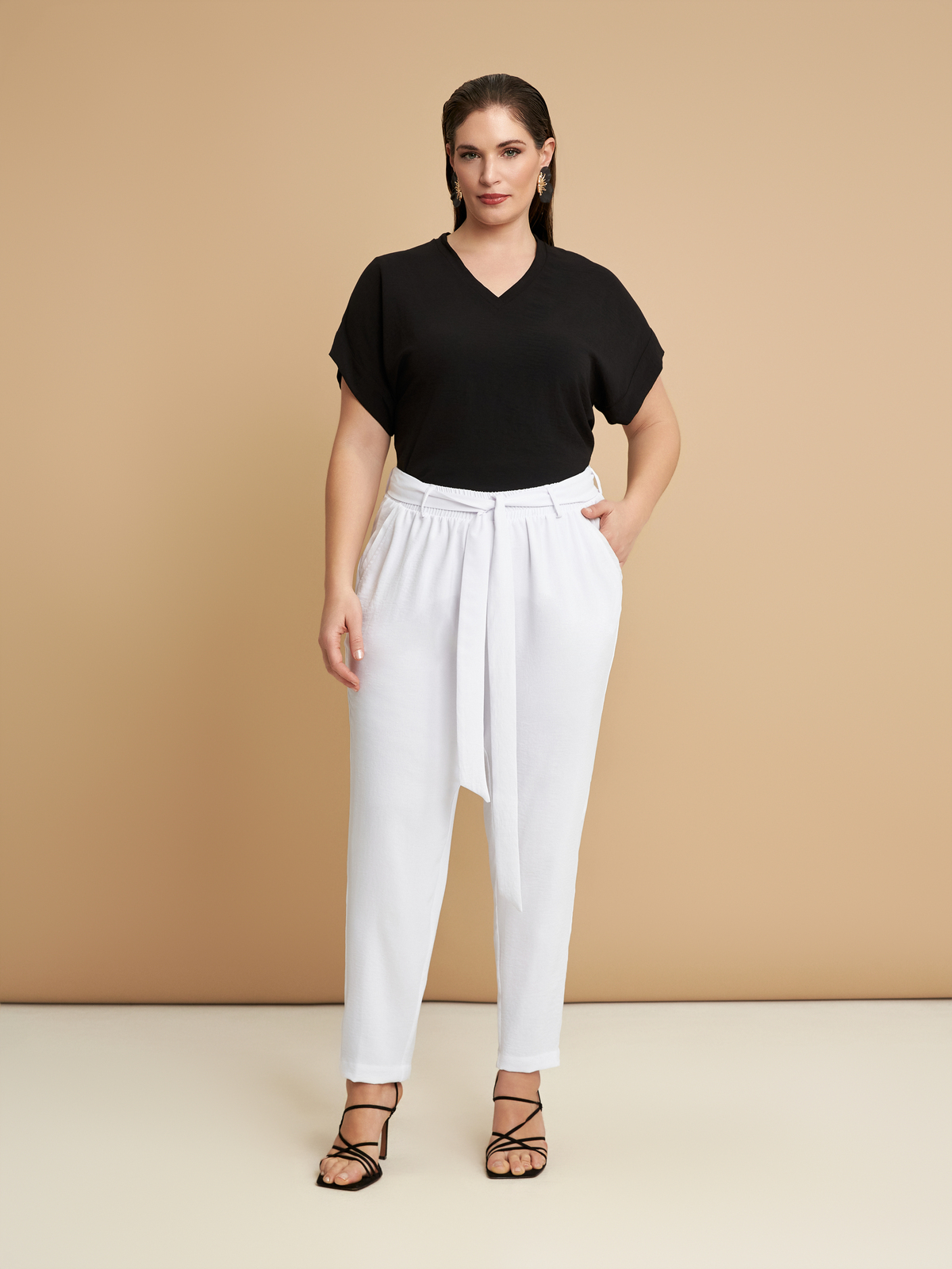 Παντελόνι jogger κρεπ airwashed με δέσιμο φωτογραφία