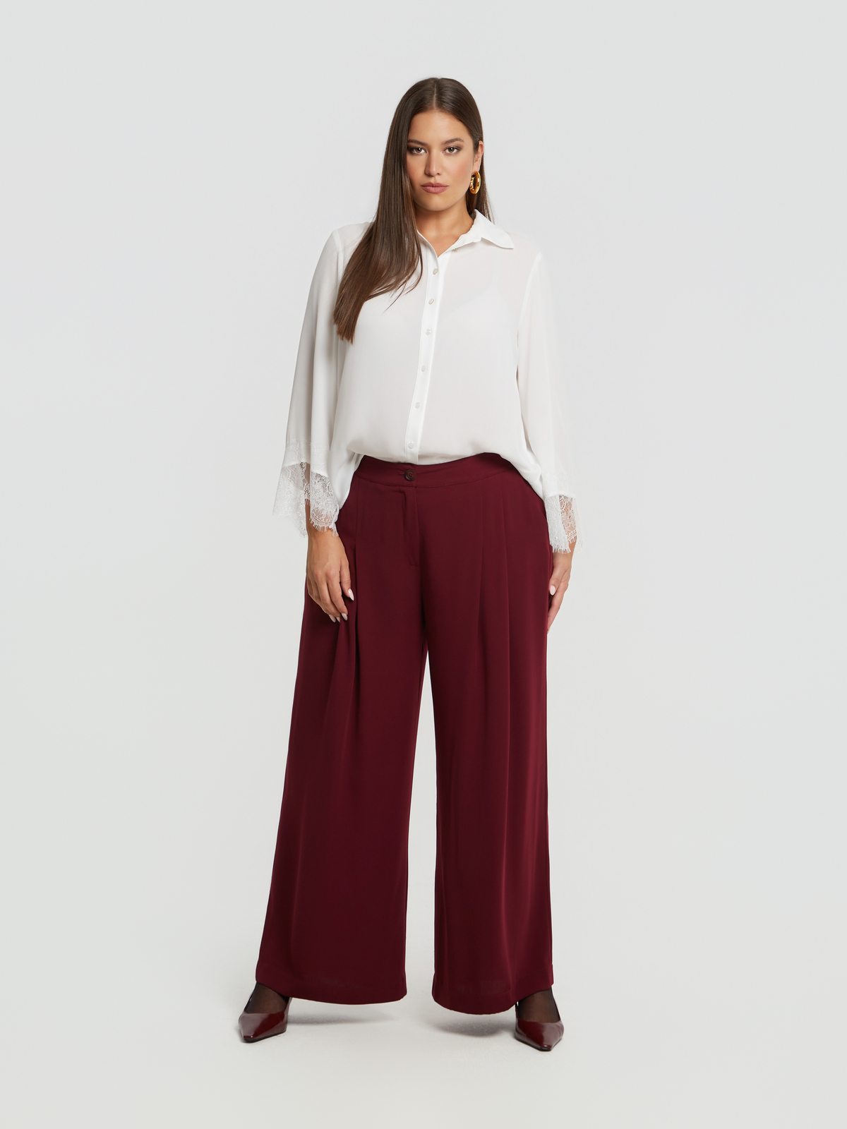 Wide-leg παντελόνι με πιέτες φωτογραφία