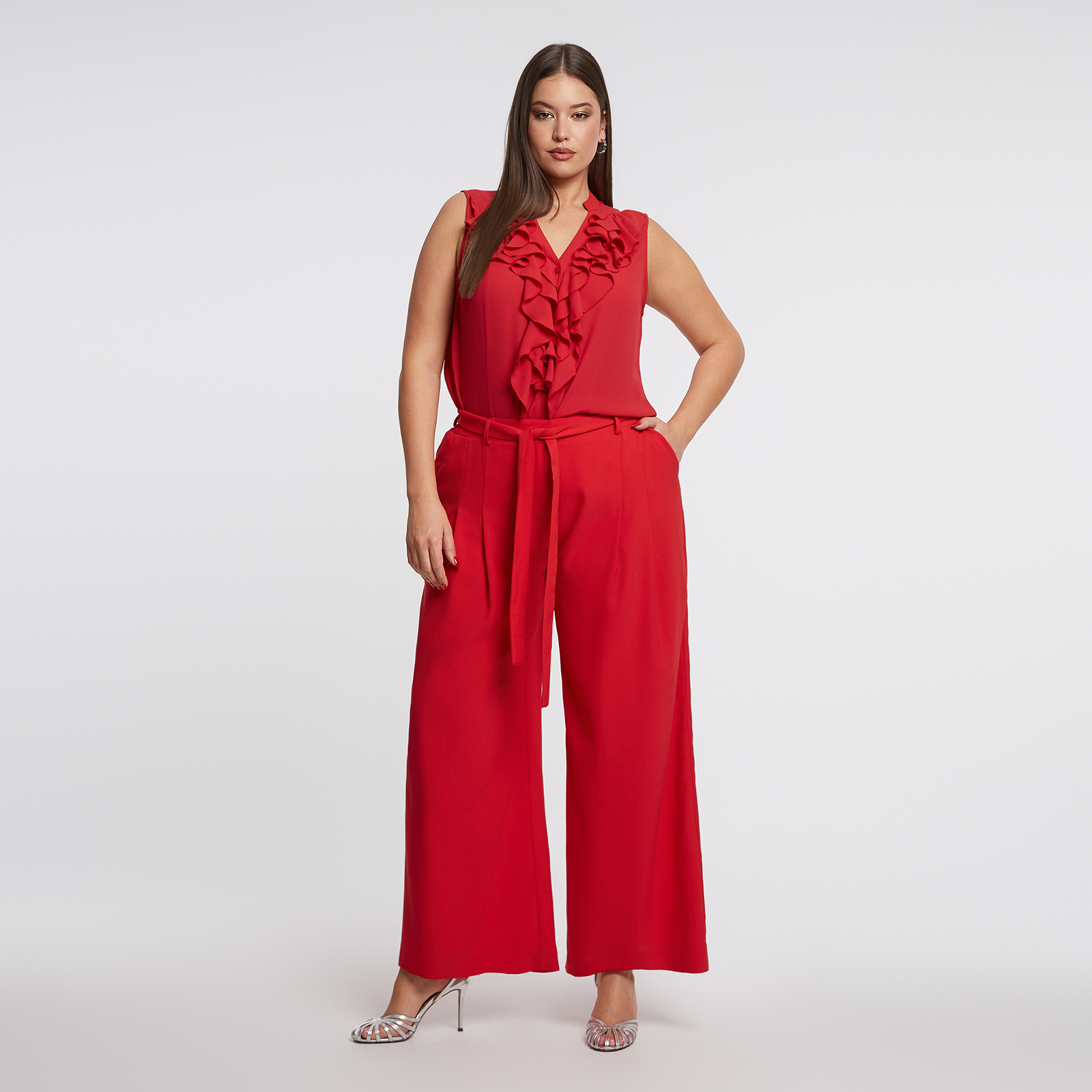 MAT FASHION Ψηλόμεσο παντελόνι με ζώνη