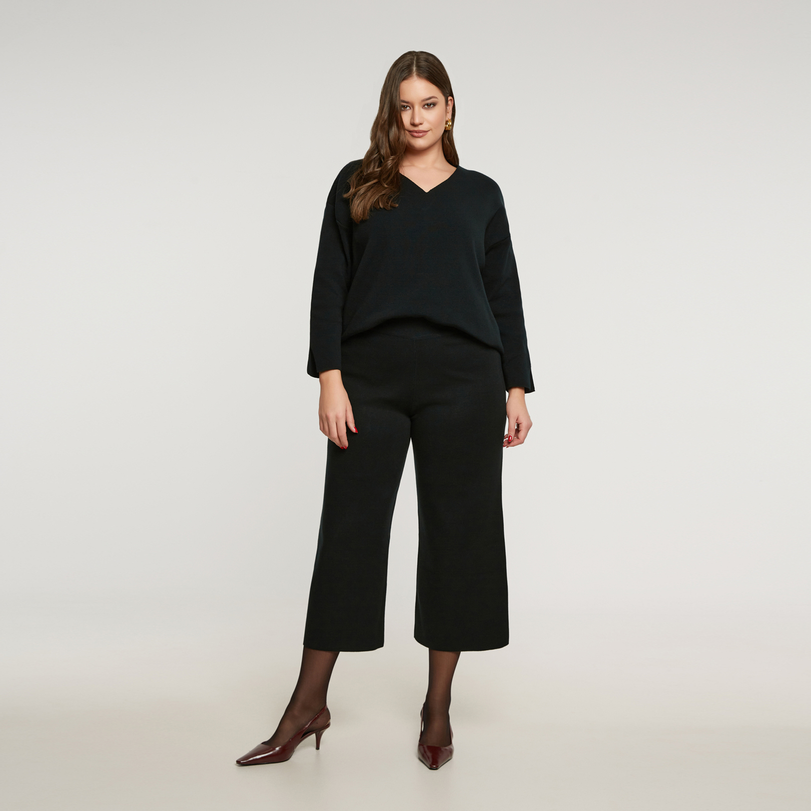 MAT FASHION Πλεκτή cropped παντελόνα