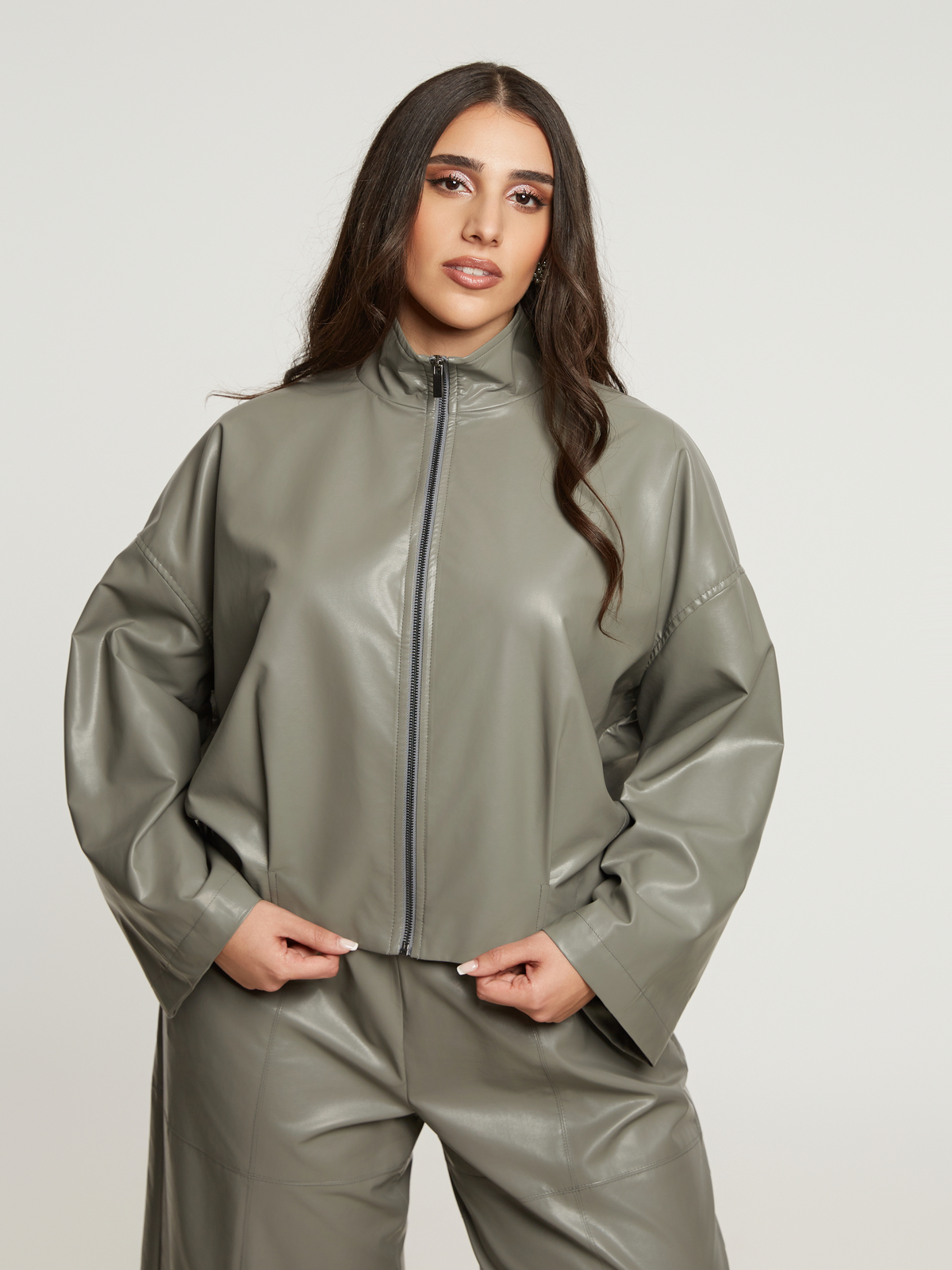 Leather-look τζάκετ με φερμουάρ φωτογραφία