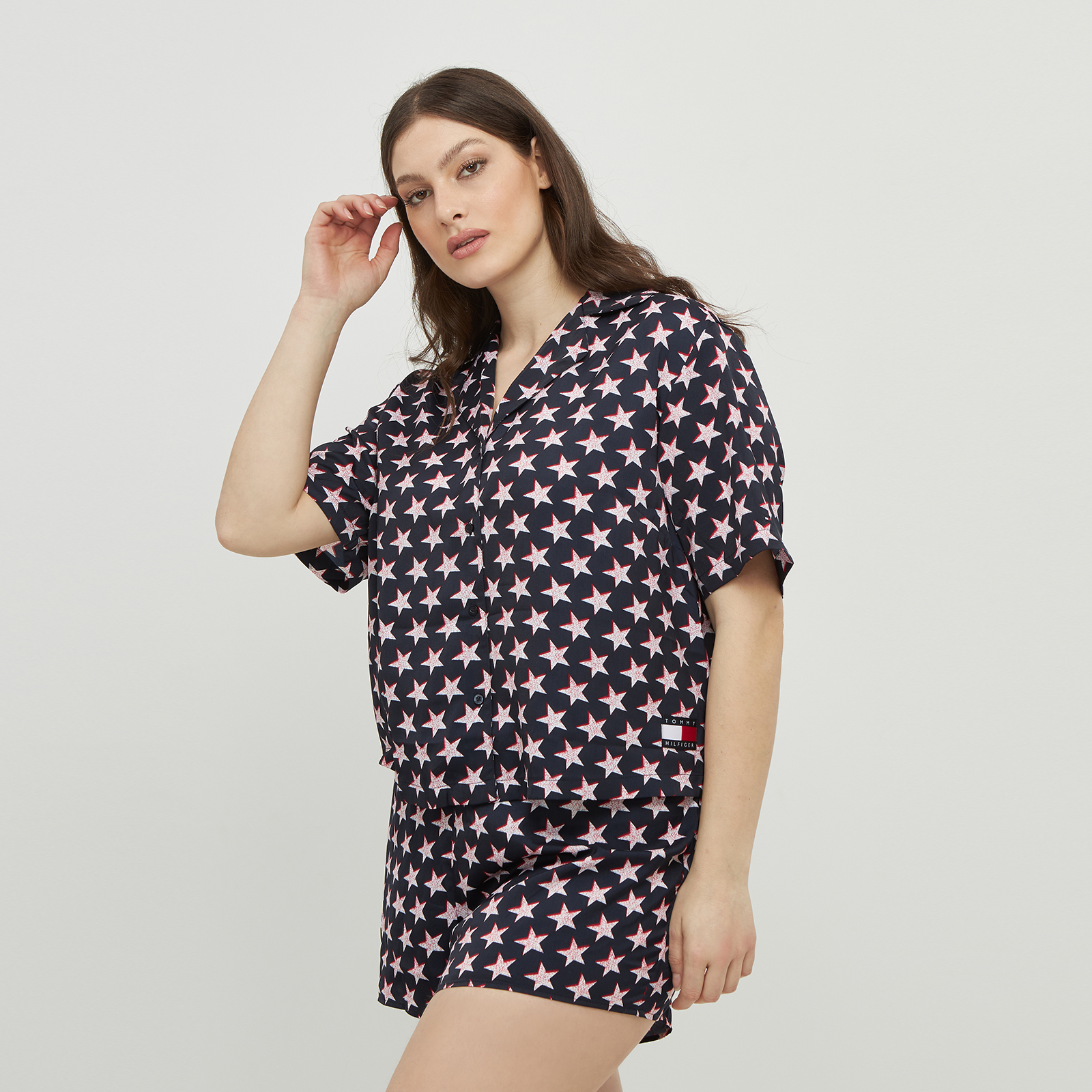 Star print pyjama shirt