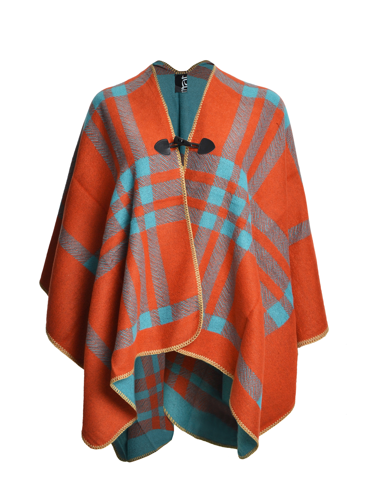 Καρό πόντσο με κούμπωμα φωτογραφία