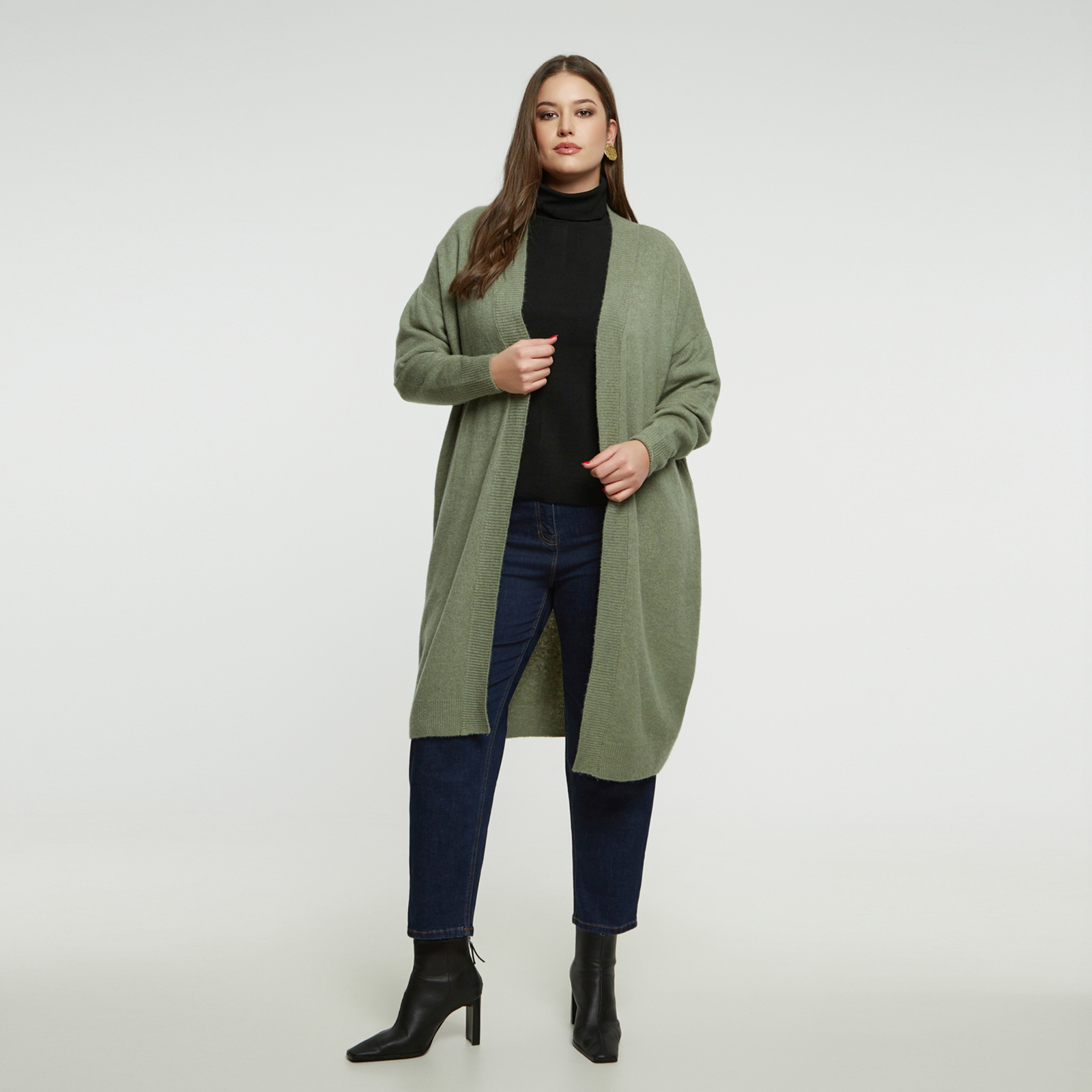 Oversized knit cardigan in soft wool blend