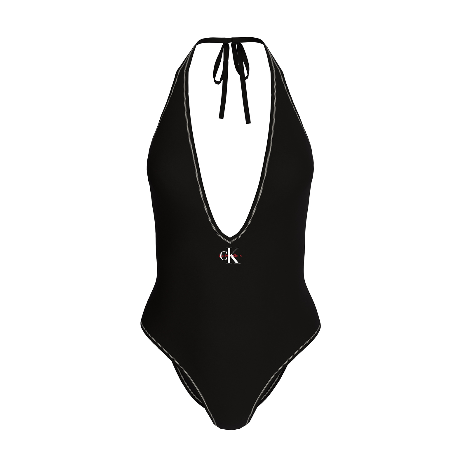 Μαγιό ολόσωμο με βαθύ ντεκολτέ - CK Monogram