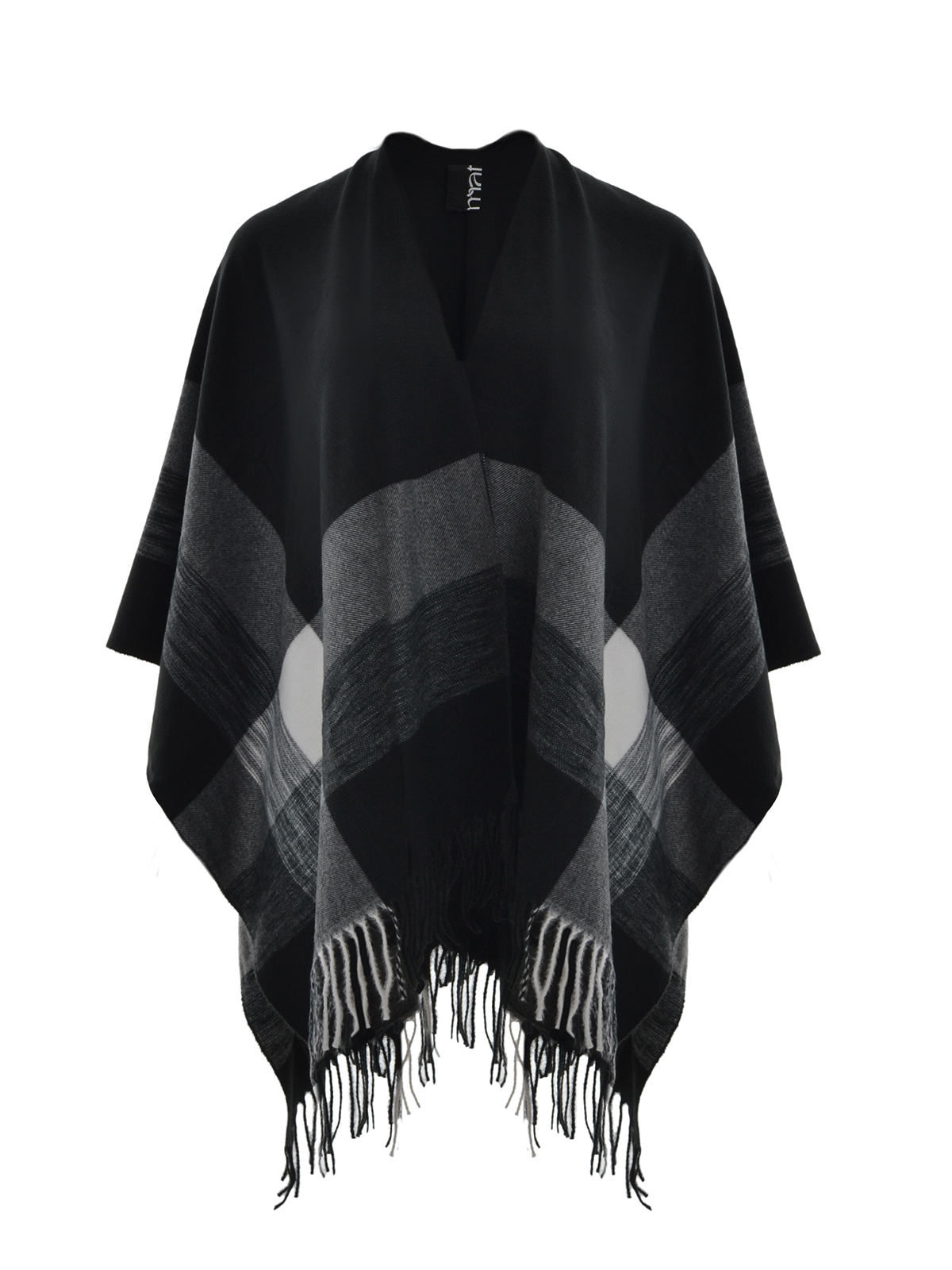 Μίνιμαλ κομψό πόντσο με κρόσσια φωτογραφία