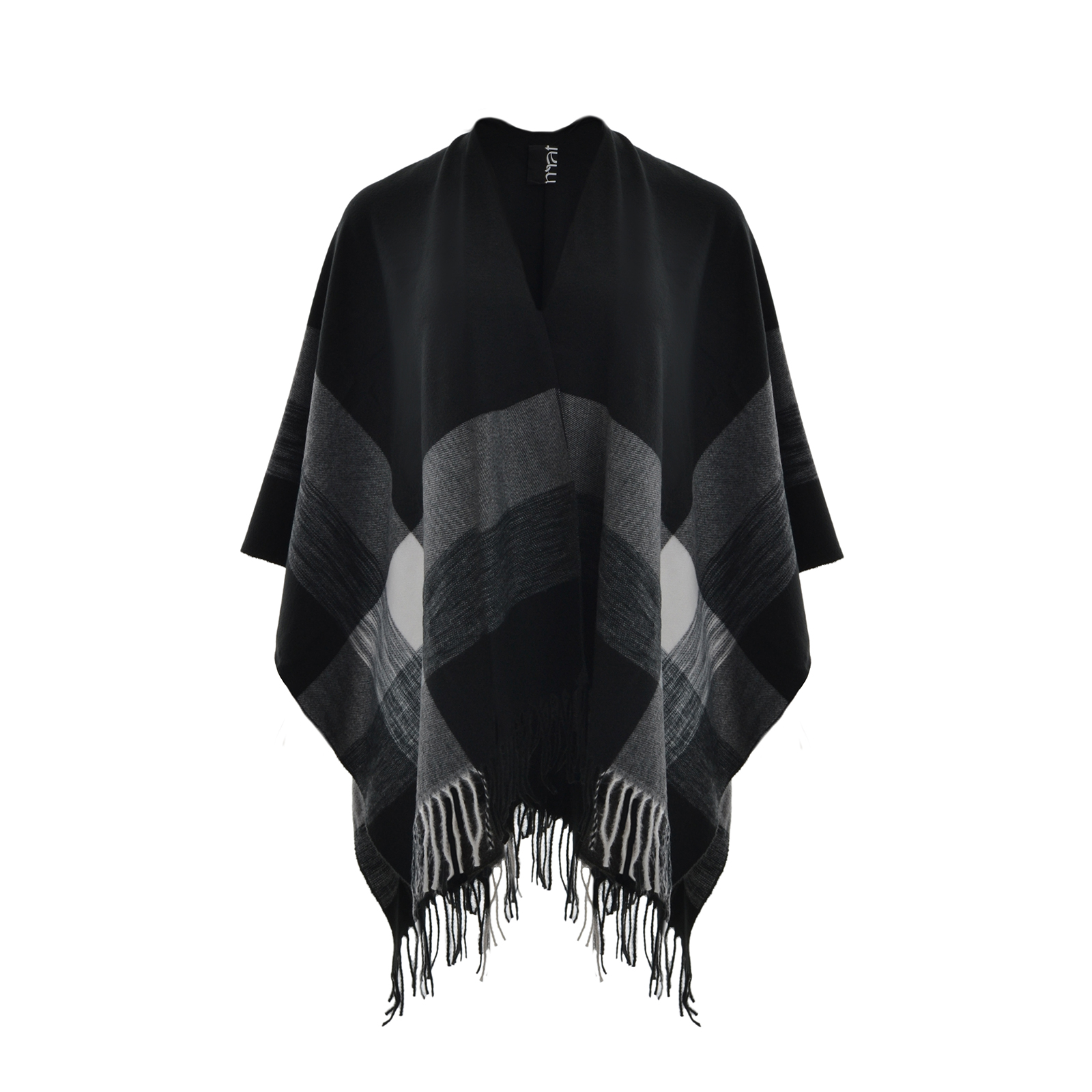 MAT FASHION Μίνιμαλ κομψό πόντσο με κρόσσια